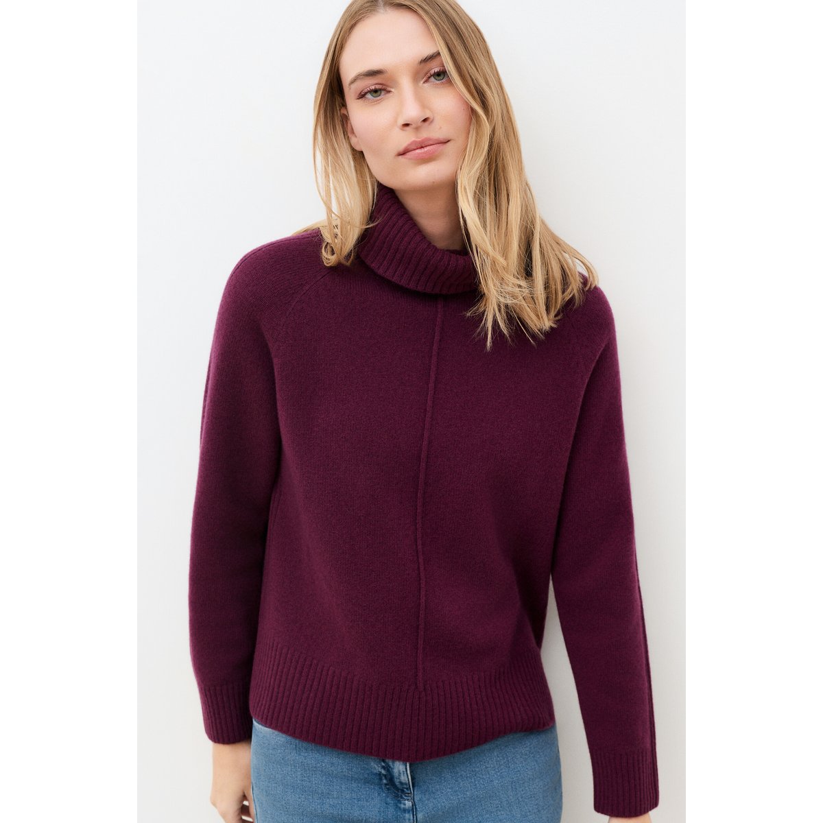 Pull droit col roulé MROD prune, CAROLL