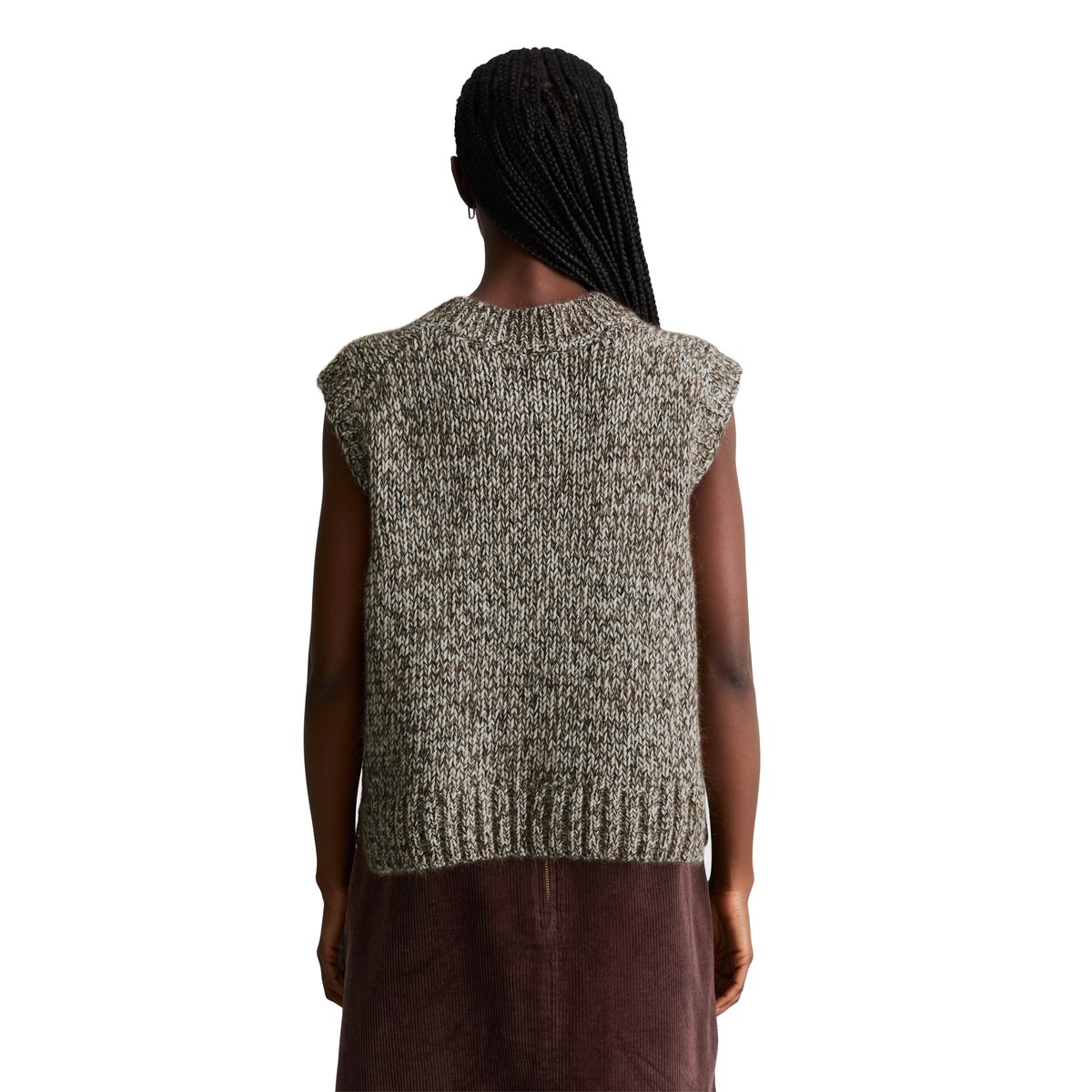 Cardigan sans manches, coupe décontractée en mélange de laine vierge et de laine d'alpaga beige, MARC O’POLO DENIM
