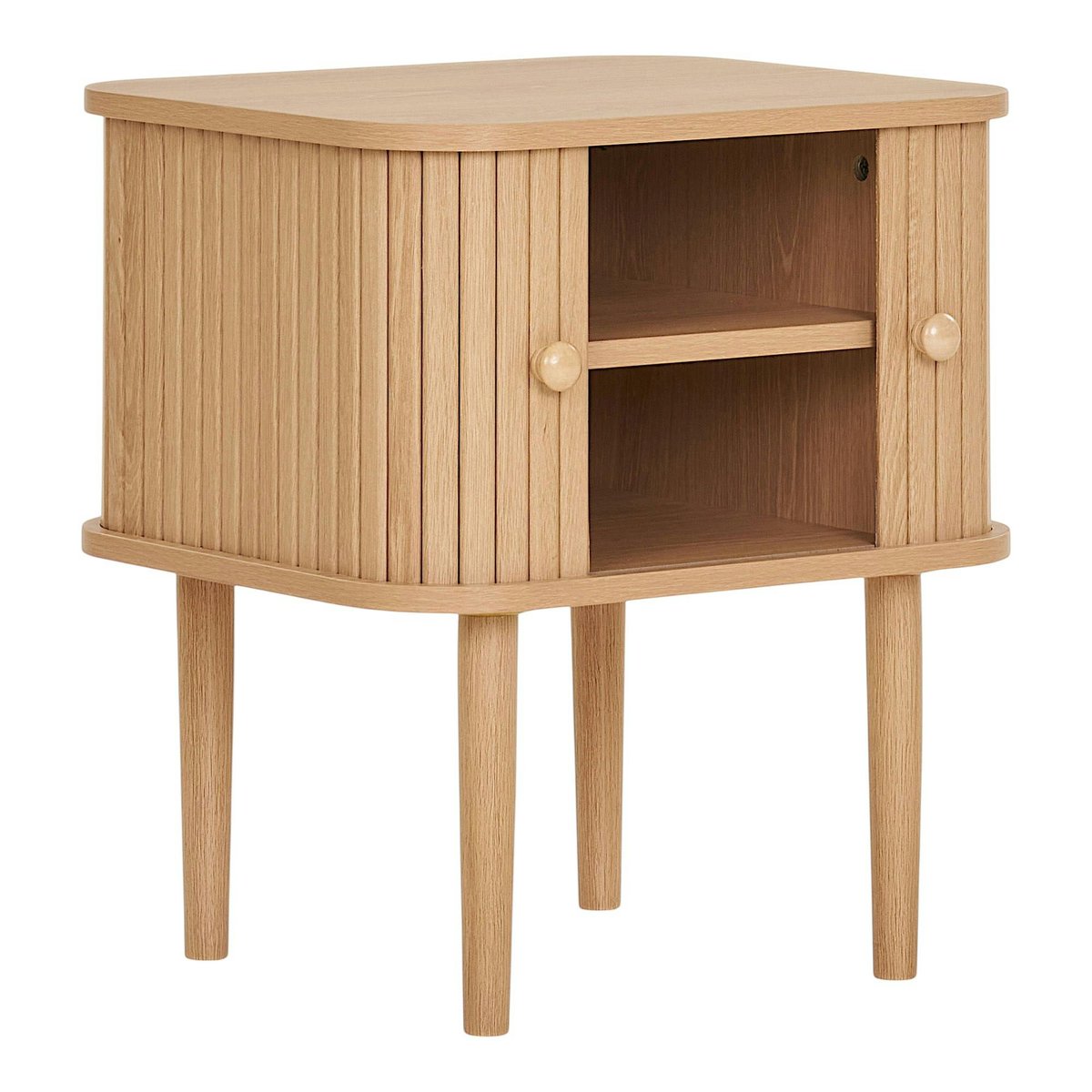 Table de chevet moderne à façade coulissante MATERA bois naturel, PIER IMPORT