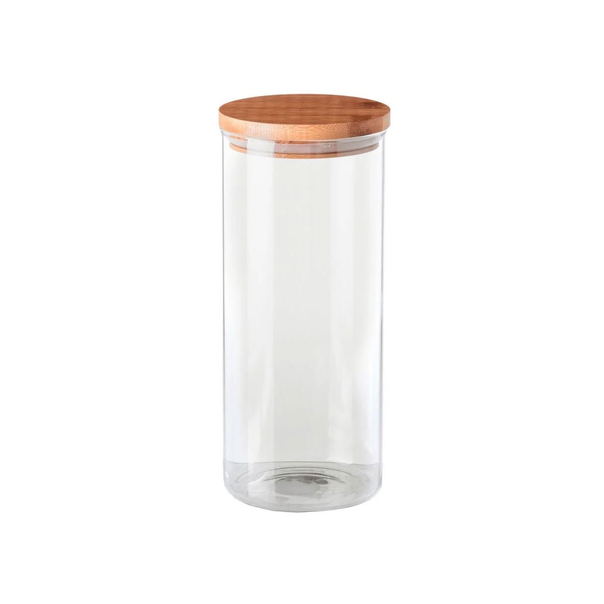 Bocal cuisine en verre avec bouchon bambou hauteur 22.5cm transparent, WADIGA