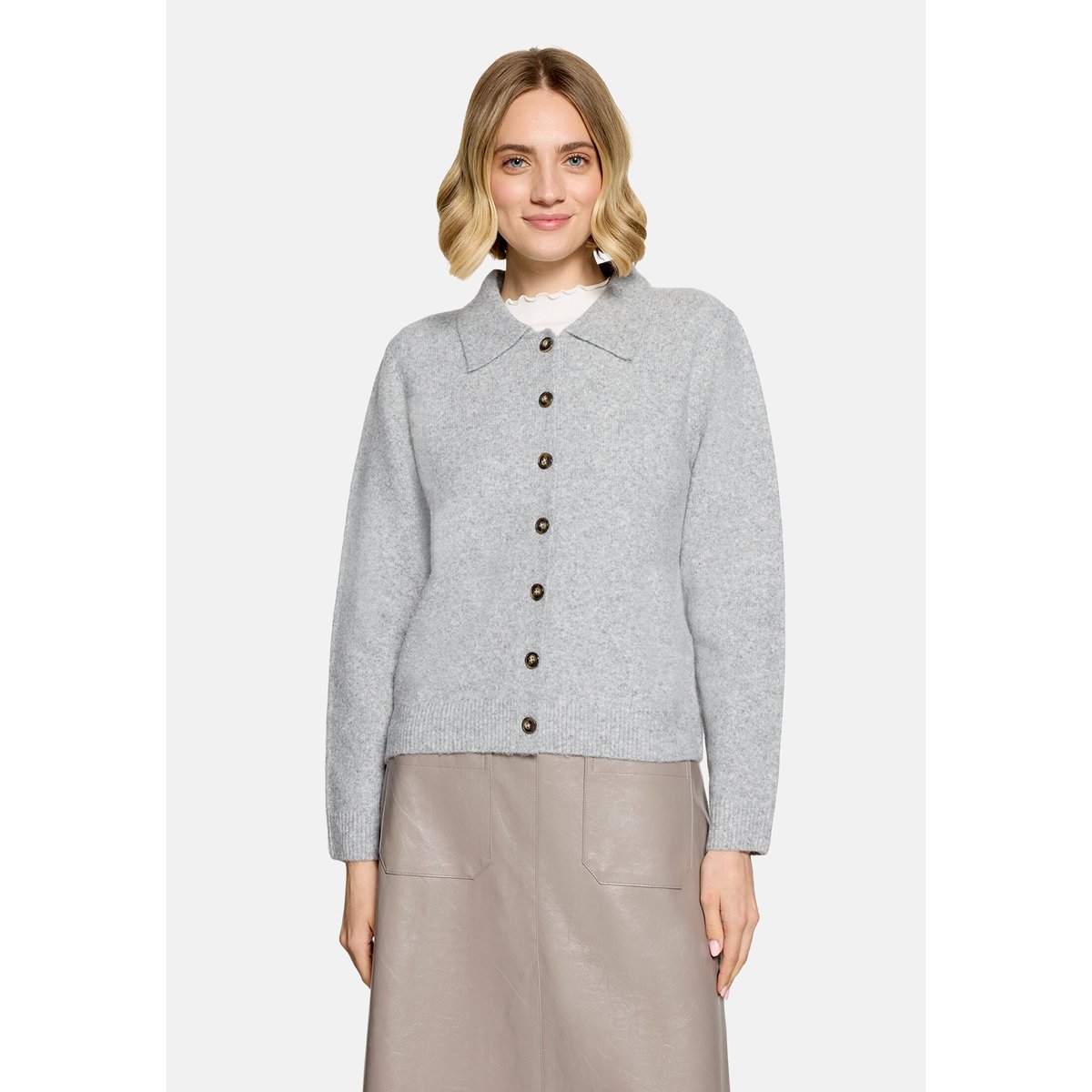 Cardigan en maille à col gris, CARTOON