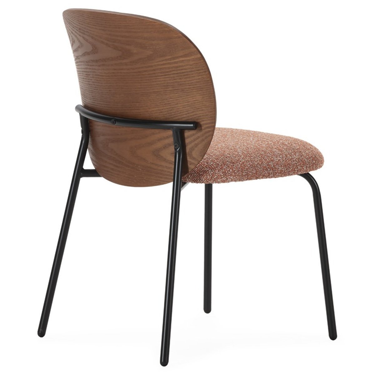Chaise en frêne massif et tissu noyer, noir et brique, RECOLLECTION