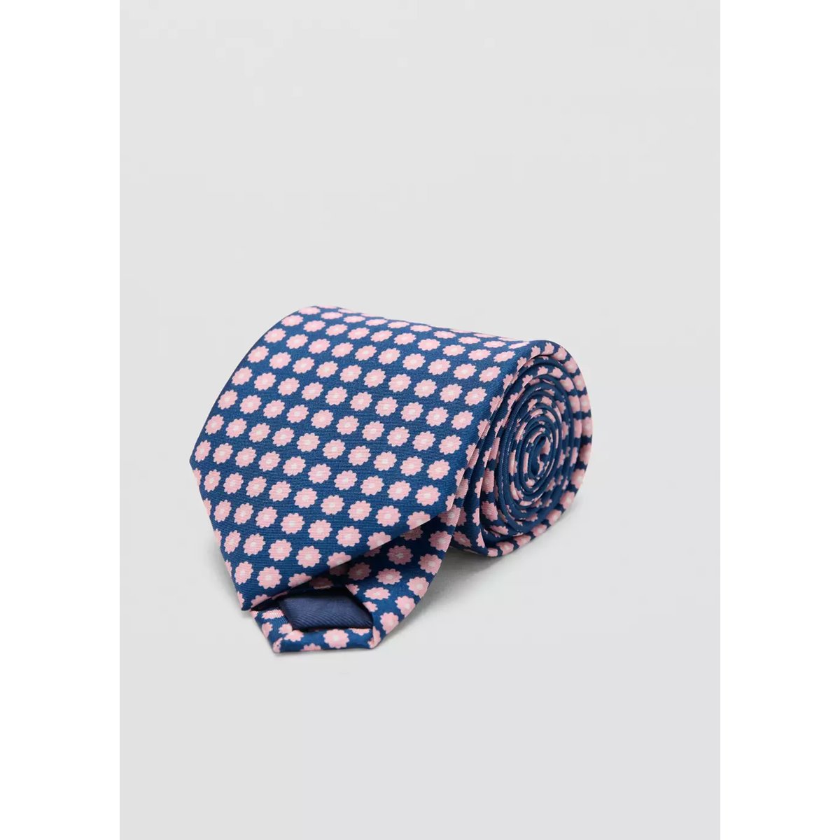 Cravate 100 % soie imprimé fleurs bleu marine, MANGO MAN