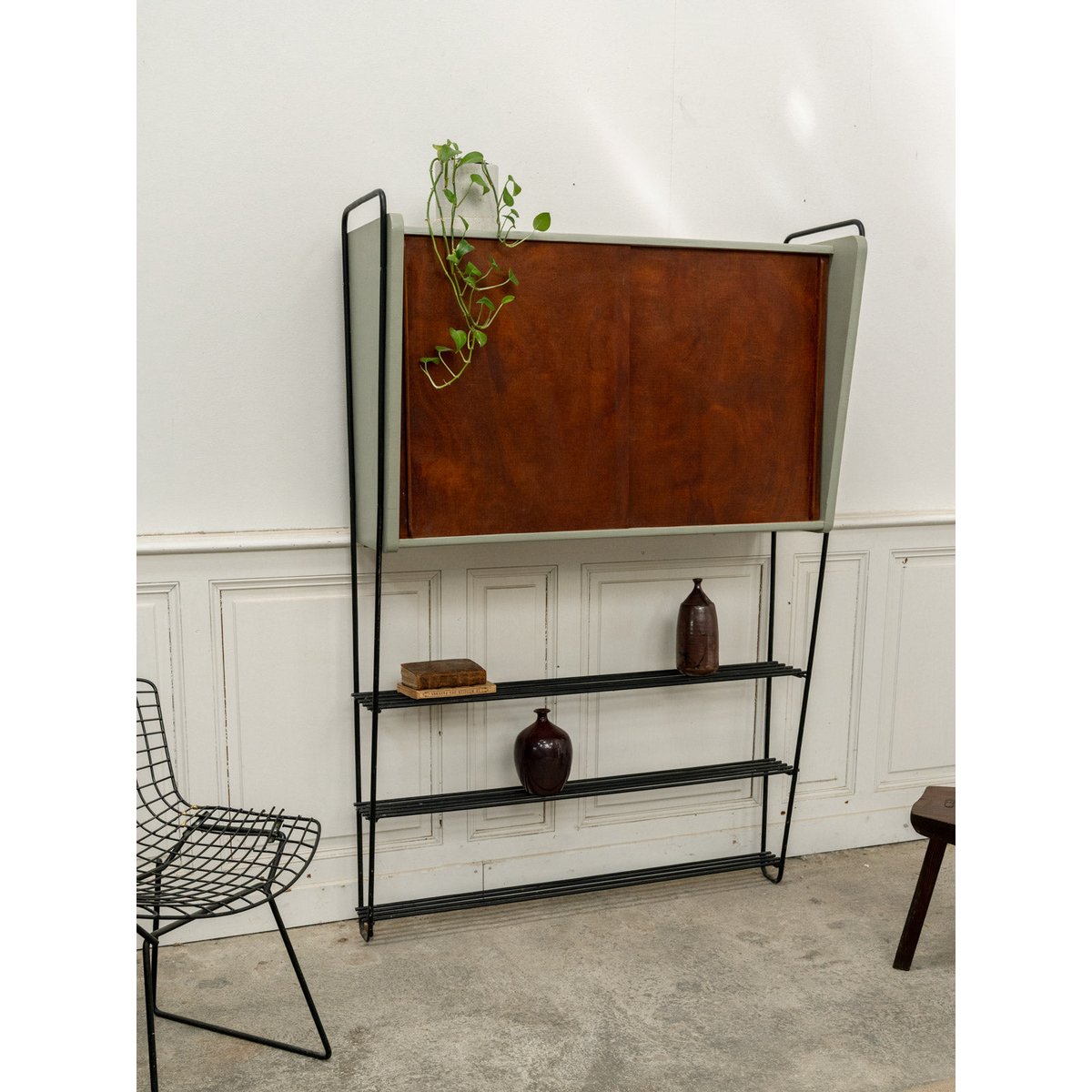 Étagère bibliothèque vintage au style scandinave Isabelle N°311 - Bon état bois foncé, DEBONGOUT