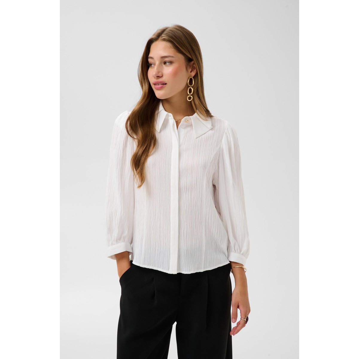 Blouse à manches longues blanc snow white, CREAM