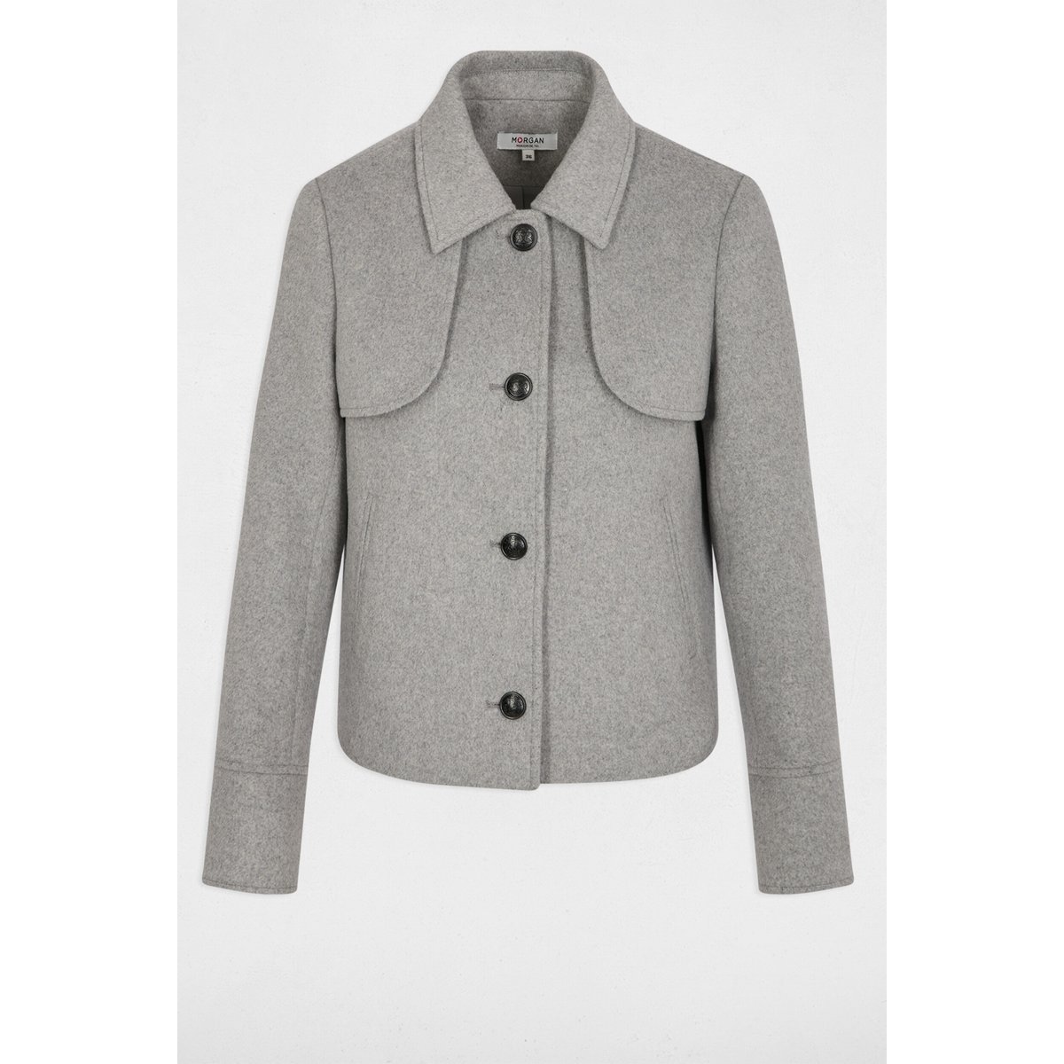 Manteau court ajusté gris moyen, MORGAN