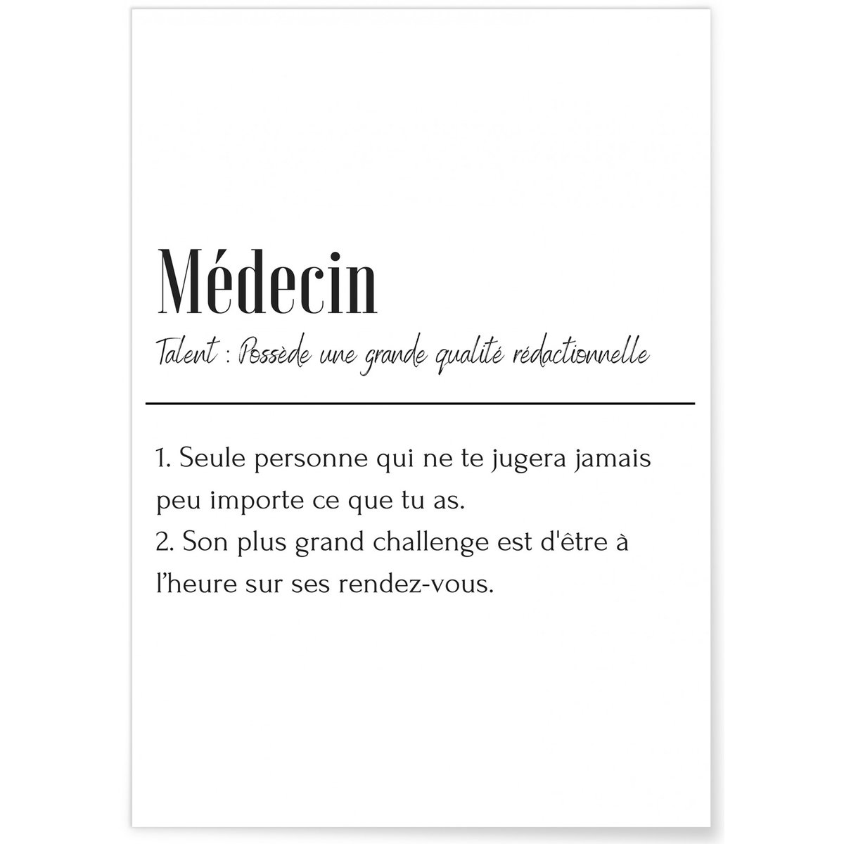 Affiche Définition Médecin blanc, L'AFFICHERIE