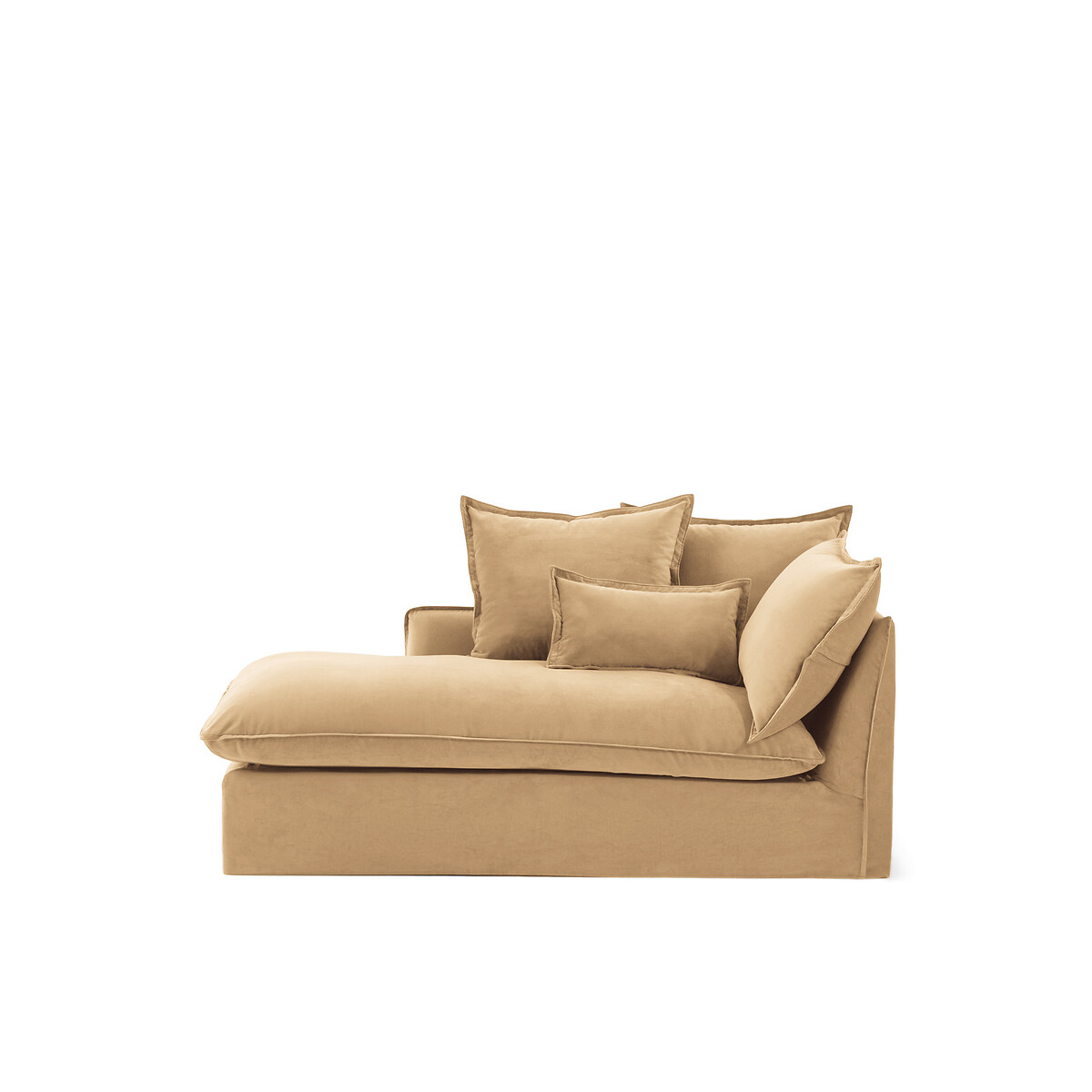 Longchair links, afneembare hoes, fluweel, ODNA capuccino, LA REDOUTE INTERIEURS