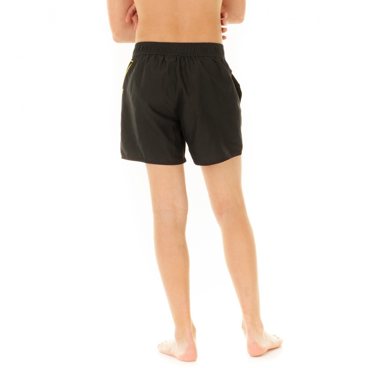 Short de bain Court ceinture demi élastiquée Eclair noir/jaune, FREEGUN