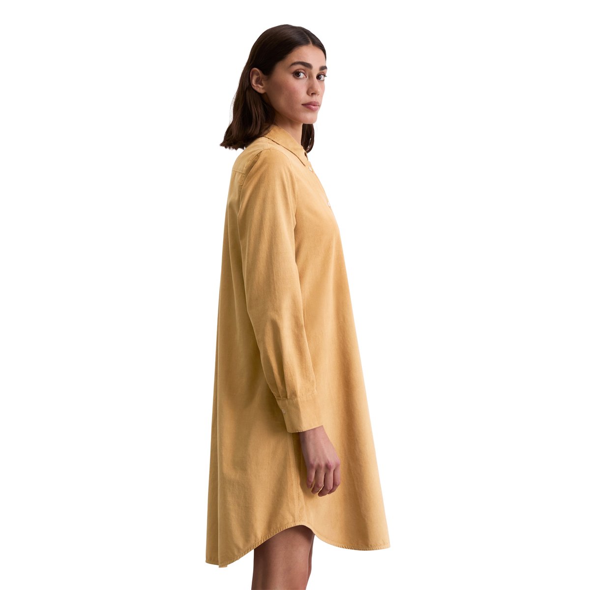 Robe chemisier relaxed en velours côtelé fin beige, MARC O'POLO