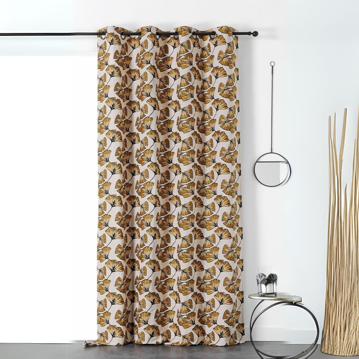 Rideau jacquard Biloba jaune, LINDER