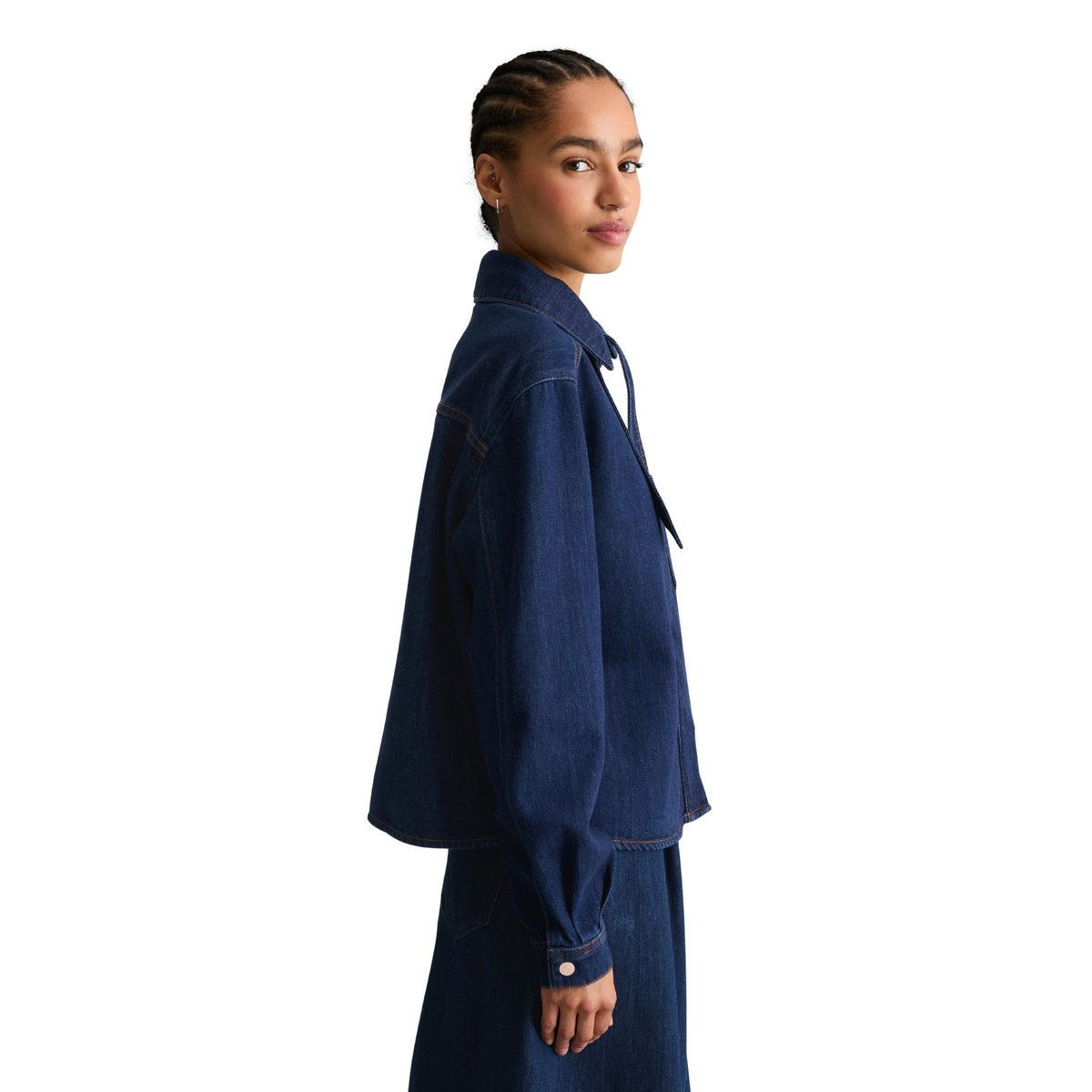 Chemisier en jean court réalisé avec Orange Fiber bleu, MARC O’POLO DENIM