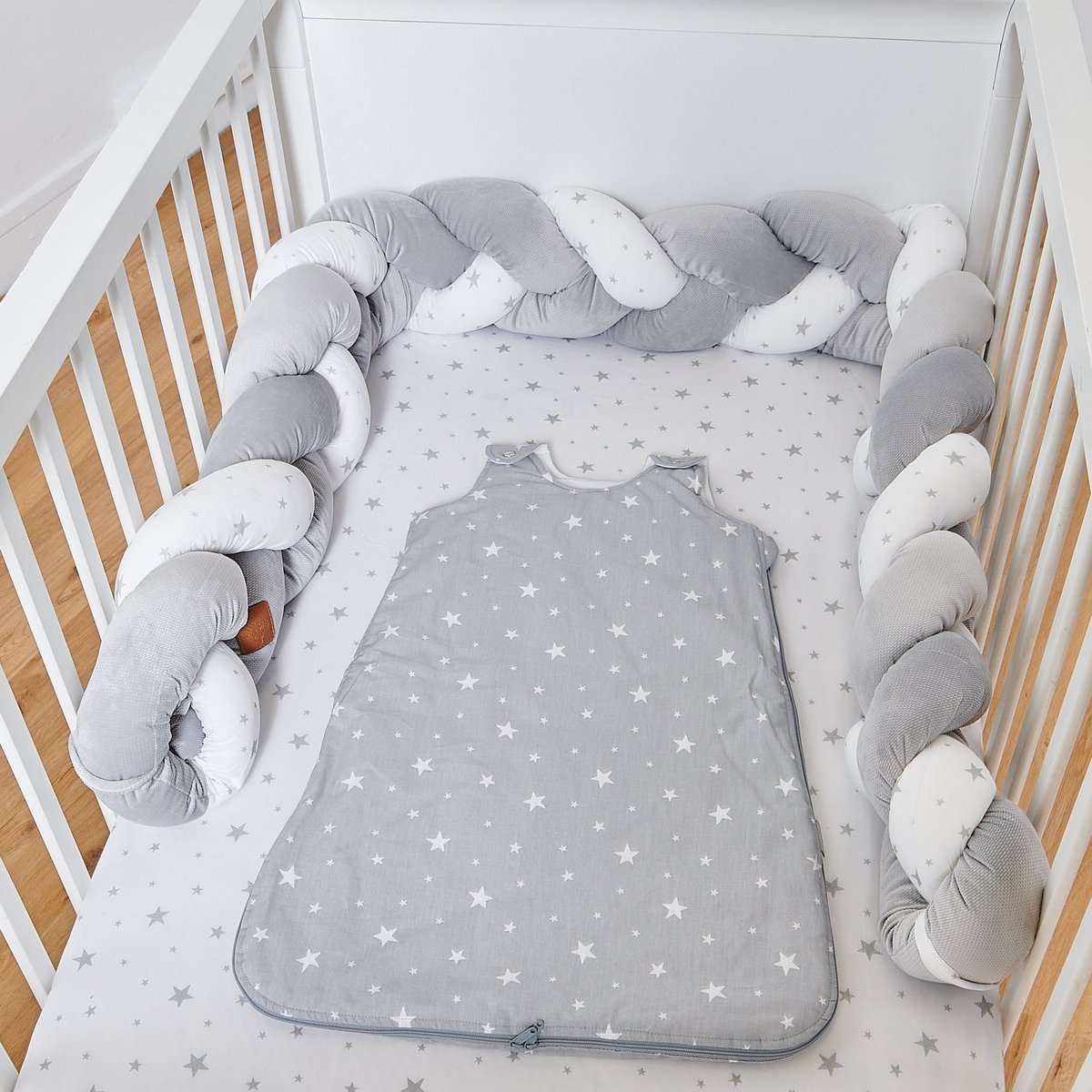 Tresse de lit universelle, tour de lit STELLA gris, SEVIRA KIDS