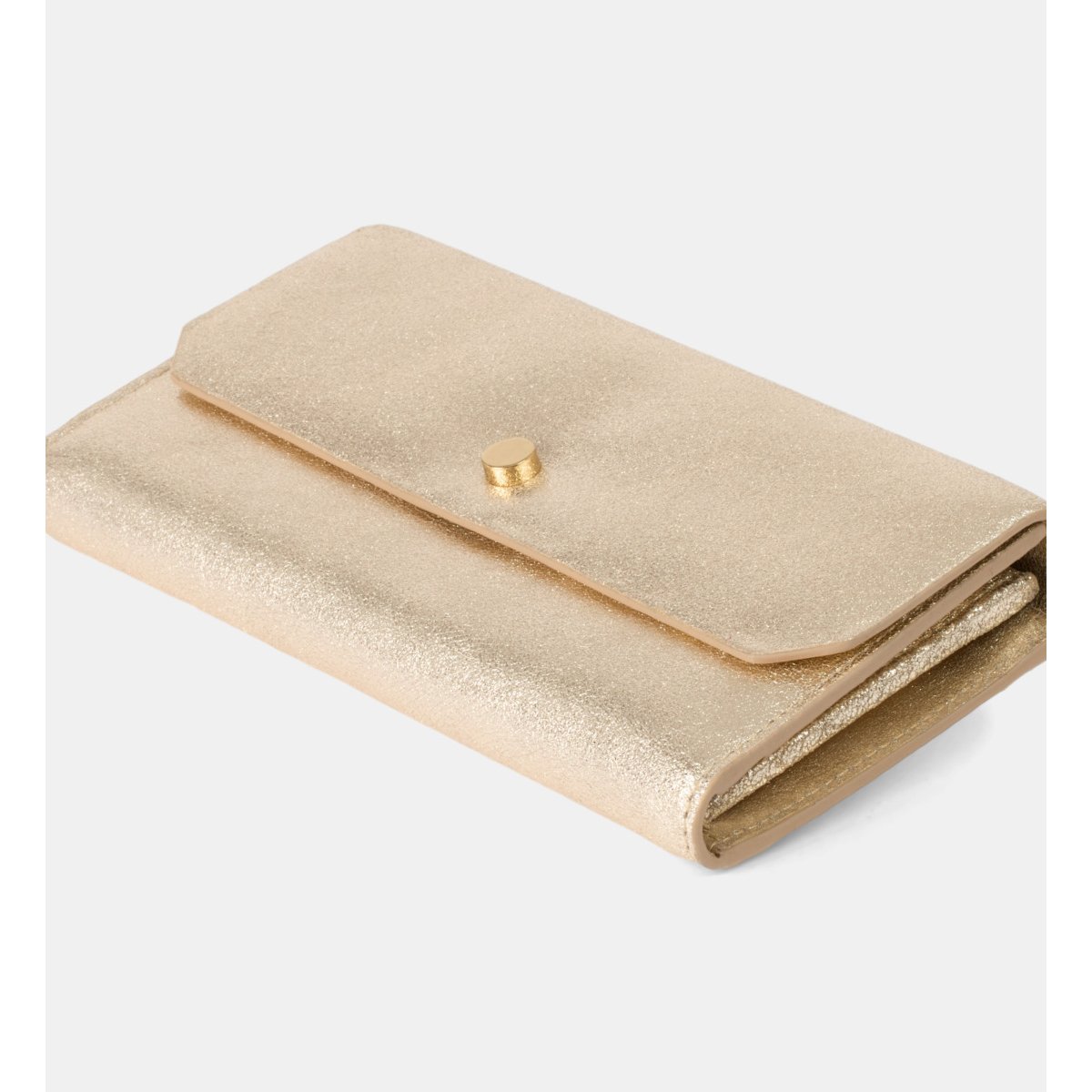 Portefeuille large à volets kiko en cuir lisse doré, GALERIES LAFAYETTE
