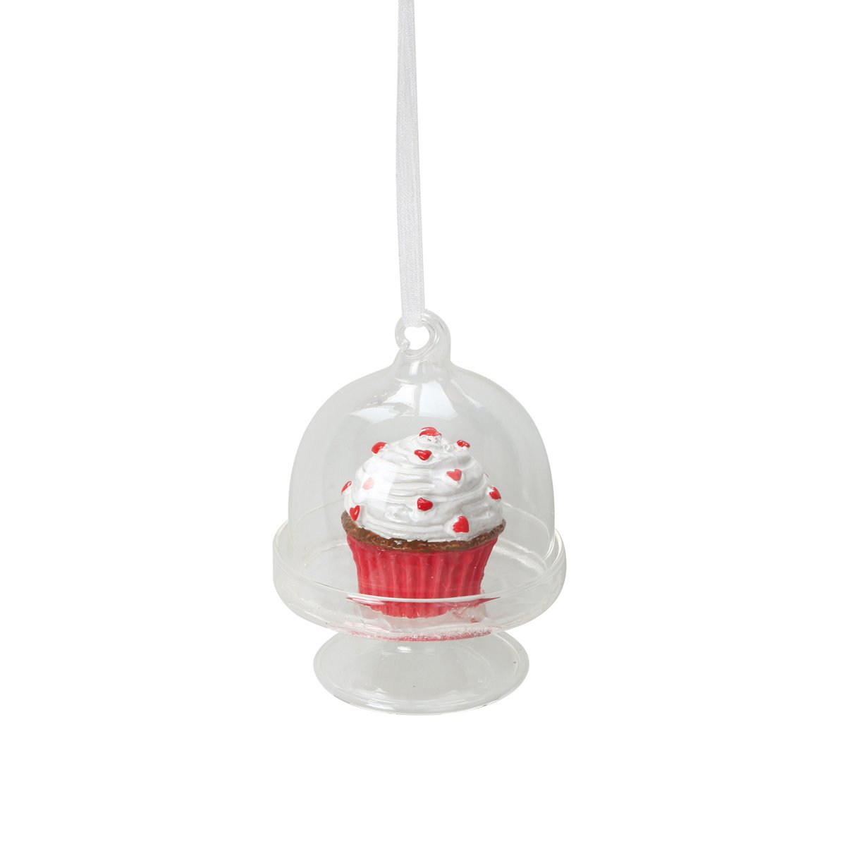 Boule de Noël transparente avec gâteau rouge – 6 x 8 cm transparen, EDEN
