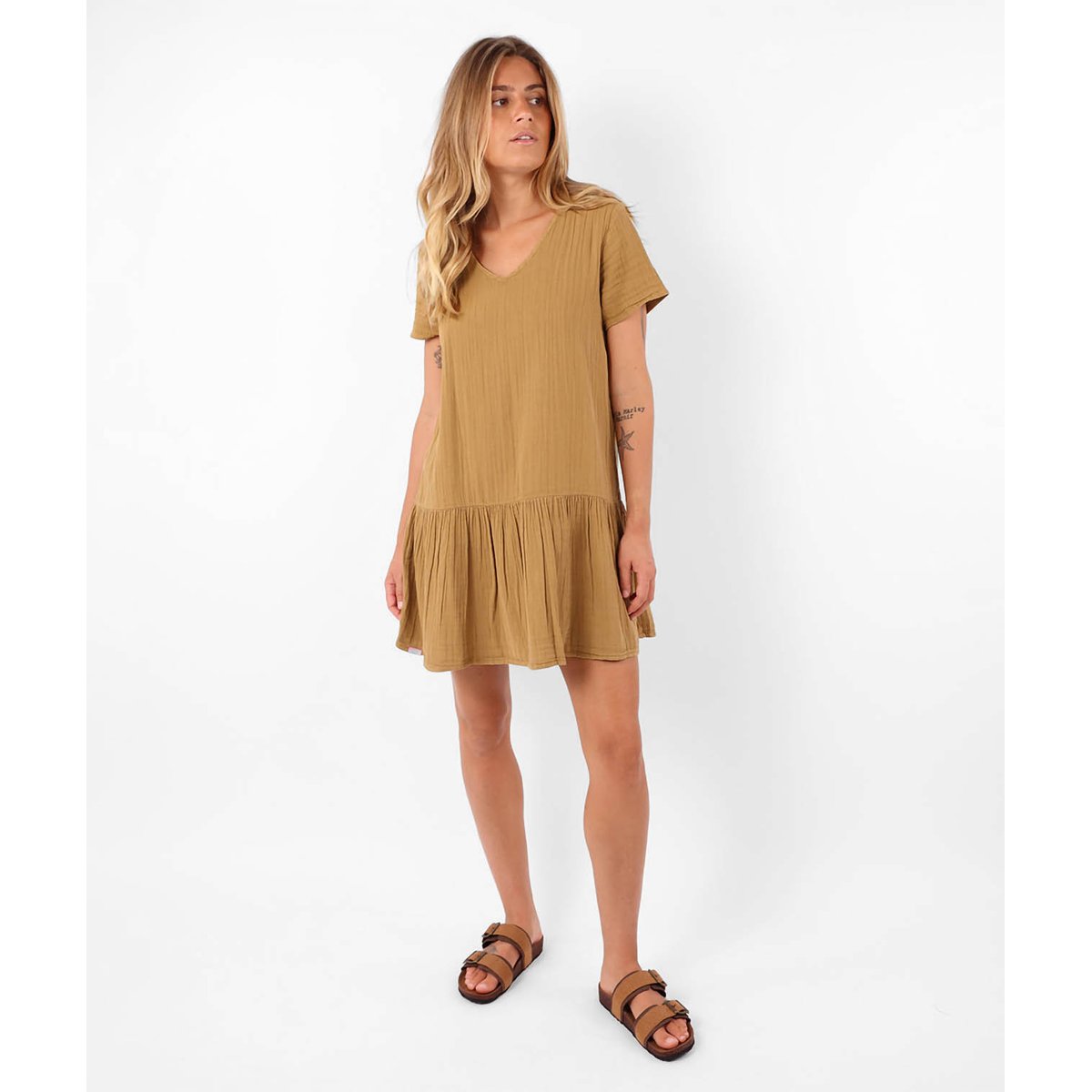 Robe en coton délavée DOMINGO camel, OXBOW