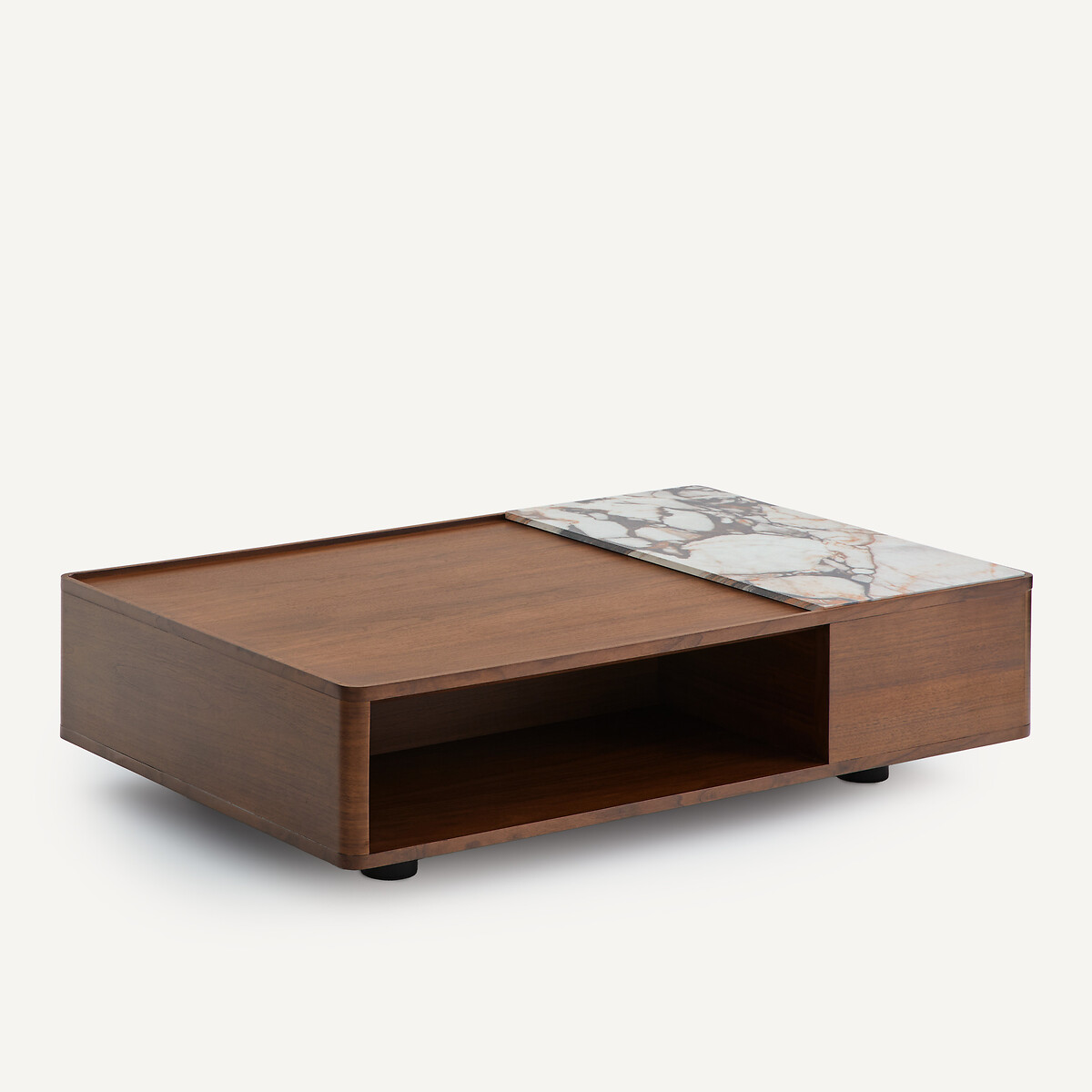 Table basse en plaqué noyer et céramique, CUADRO noyer, EMMANUEL GALLINA X AM.PM