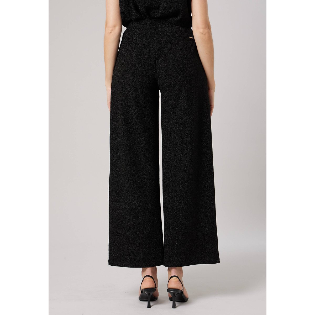 Pantalon large femme en tissu brillant GLORIA black, DEELUXE