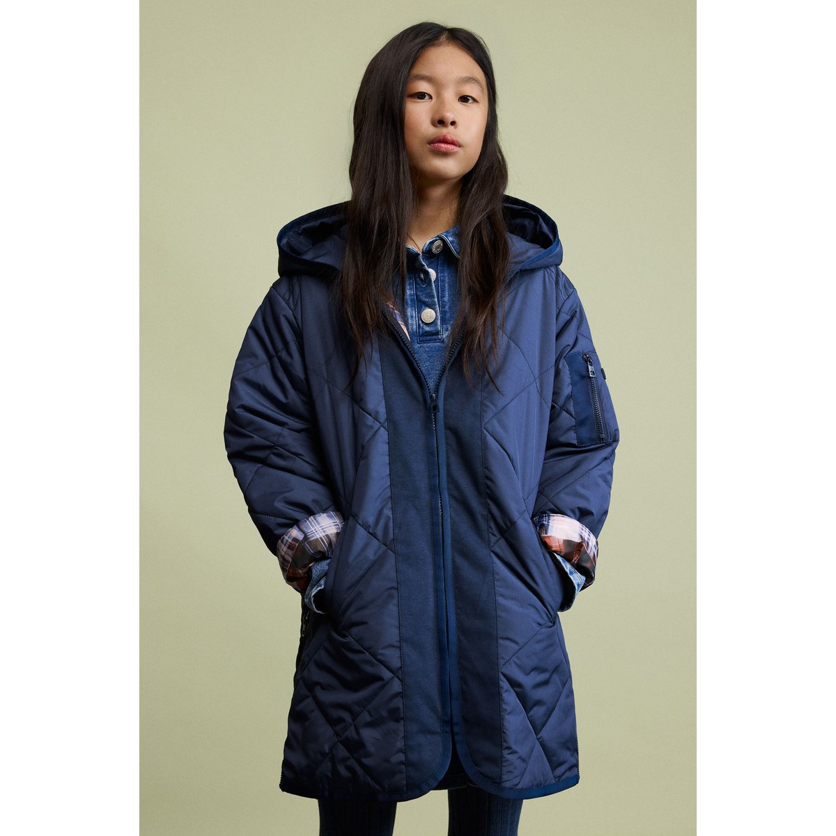 Manteau matelassé à capuche bleu, DESIGUAL