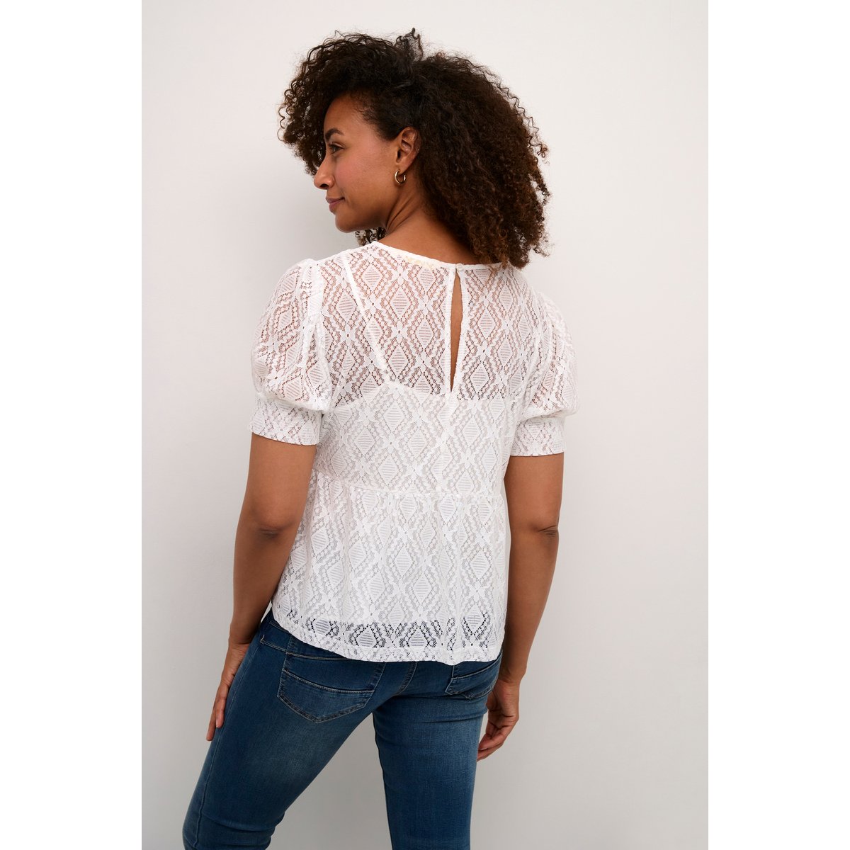 Short sleeved blouse blanc snow white, CREAM