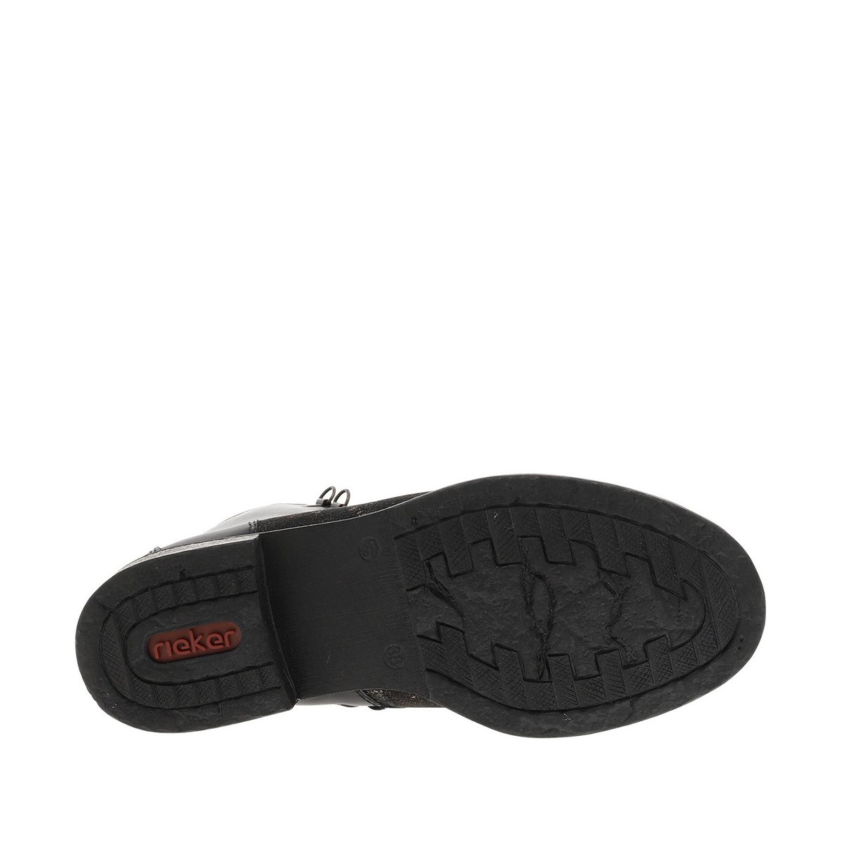 Bottines en cuir noires avec semelle à talon décroché bas et zip latéral noires, RIEKER