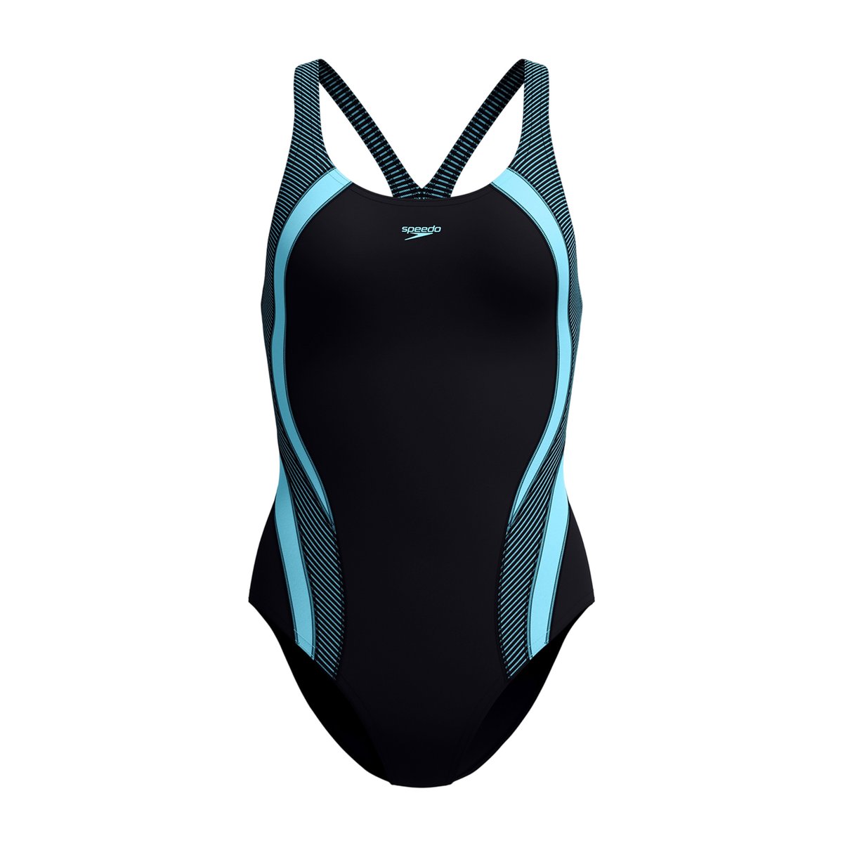 Maillot de bain 1 pièce motif/style à rayures QUANTUM SPLICE noir, SPEEDO