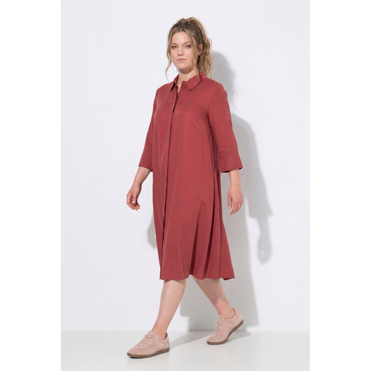 Robe midi en Lyocell, coupe évasée bois de rose, ULLA POPKEN