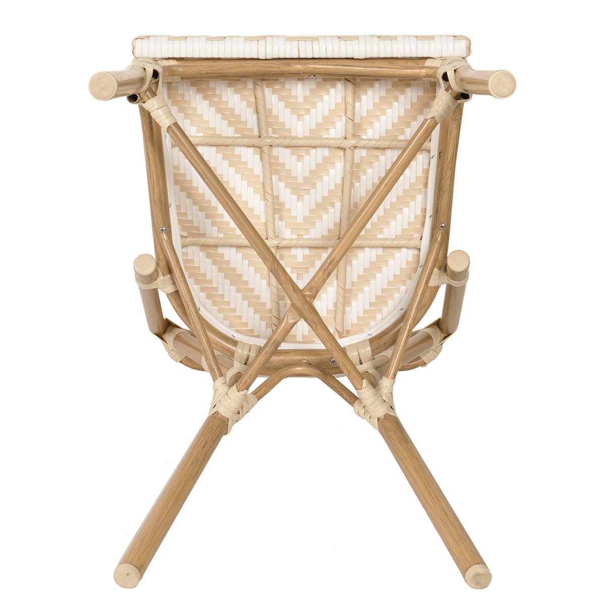 Chaise de terrasse style bistrot parisien en aluminium et rotin synthétique, ALMA beige, OVIALA