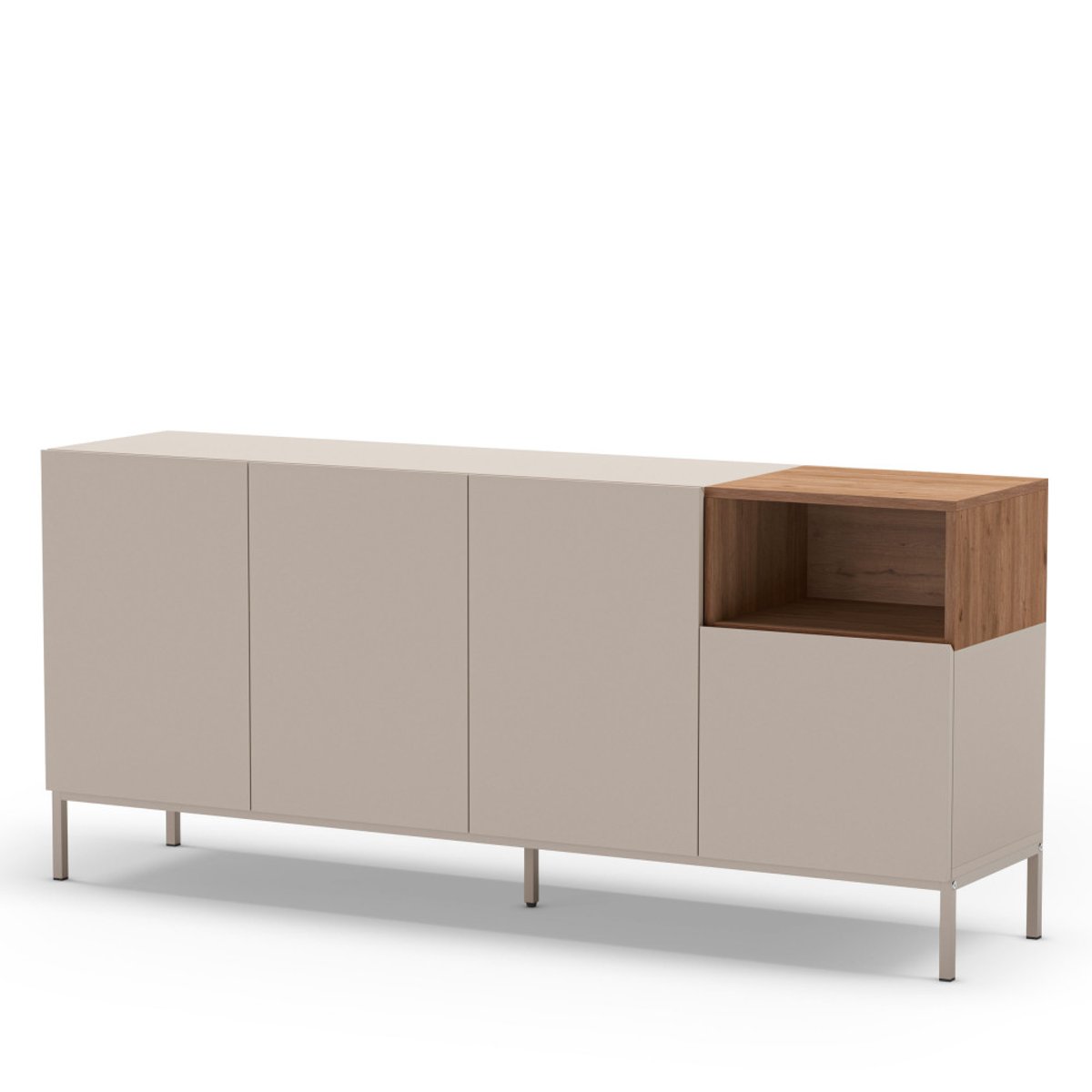 Buffet 4 portes en bois et métal L180cm- QUENOR beige, DRAWER