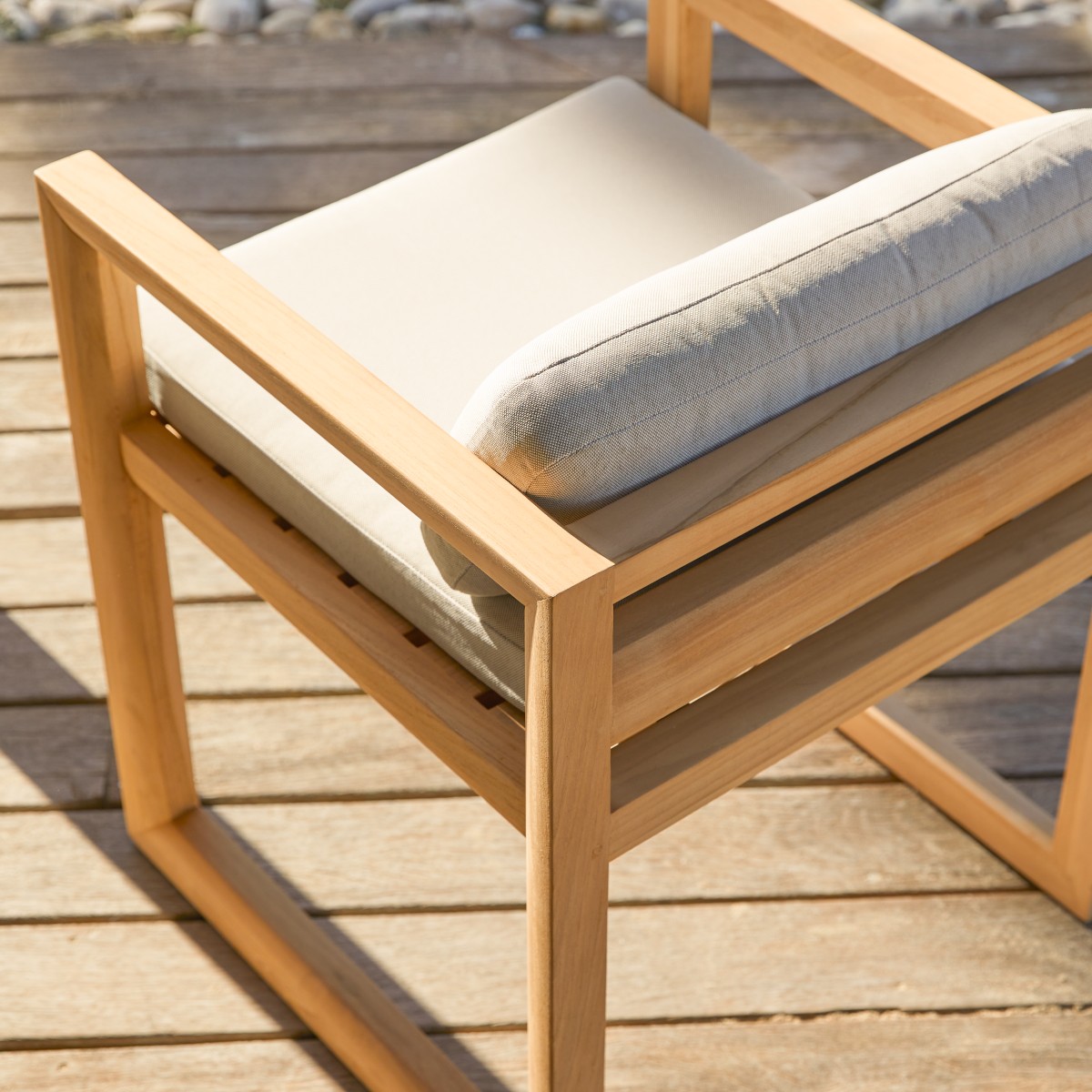 Chaise de jardin en Teck massif, NOAH blanc, TIKAMOON