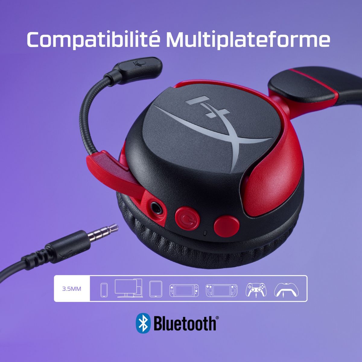 Casque gamer Cloud Mini Wireless Noir couleur unique, HYPER