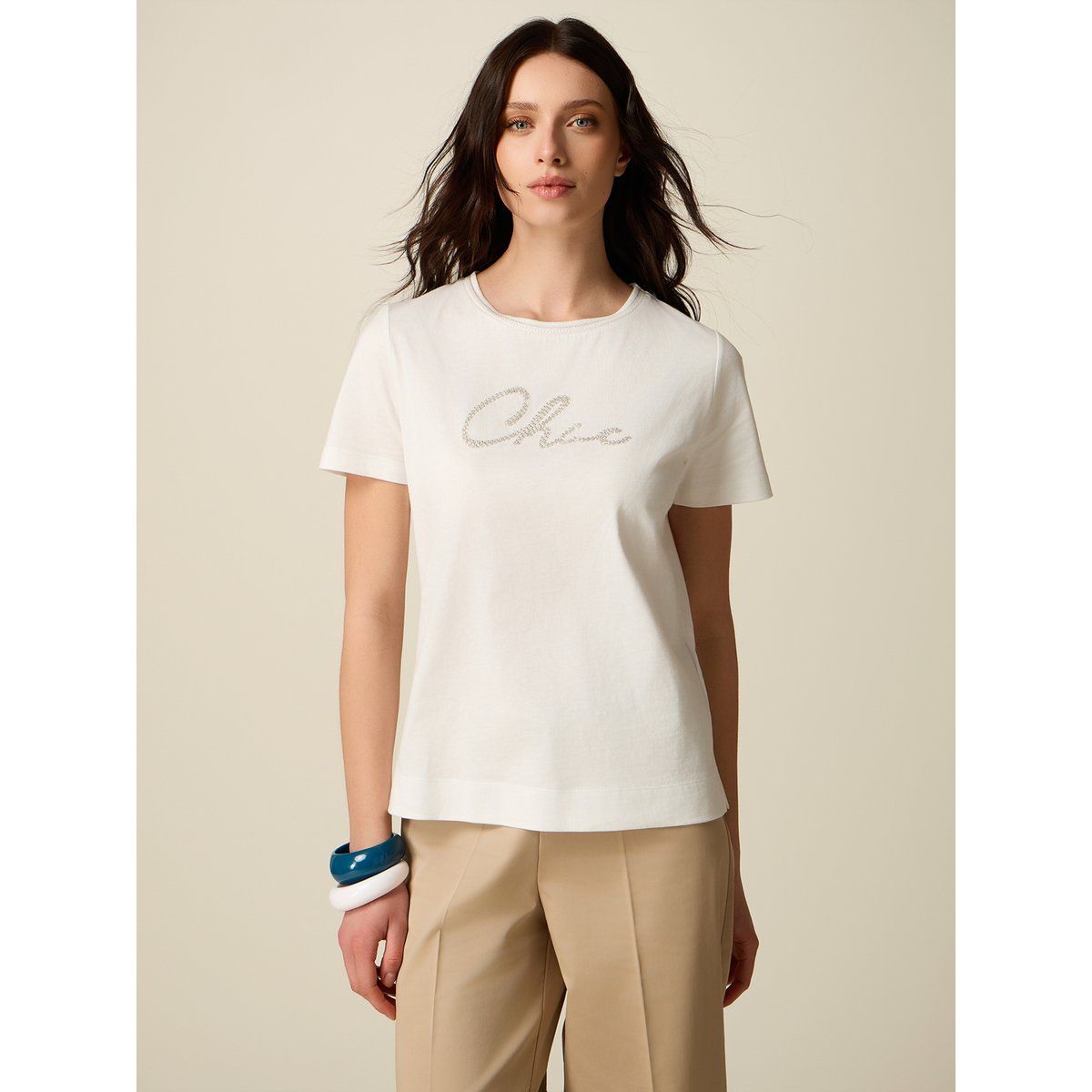 T-shirt avec broderie lettrage blanc, OLTRE
