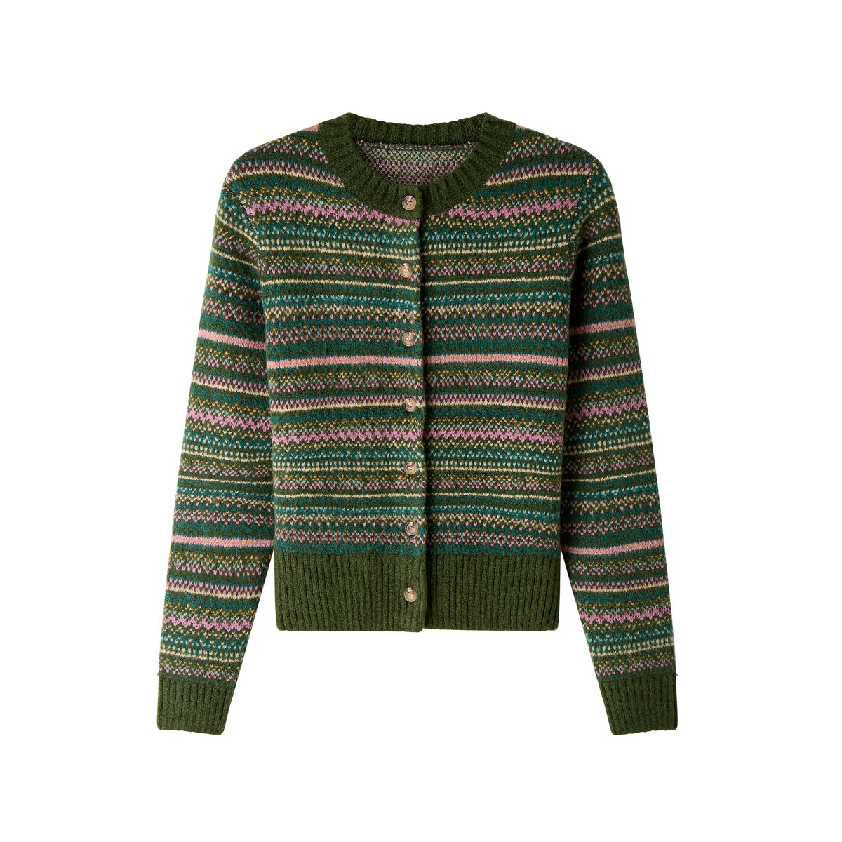 Cardigan Fair Isle Jours Douillets vert, JOE BROWNS