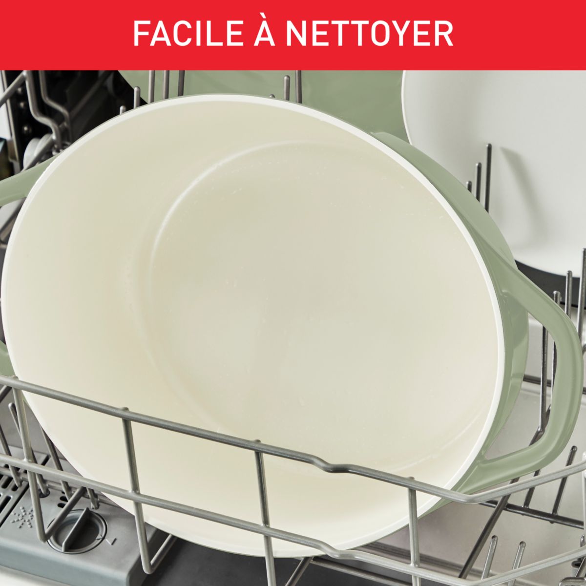 Cocotte AIR SOFT LIGHT 30X23cm Vert Lichen couleur unique, TEFAL