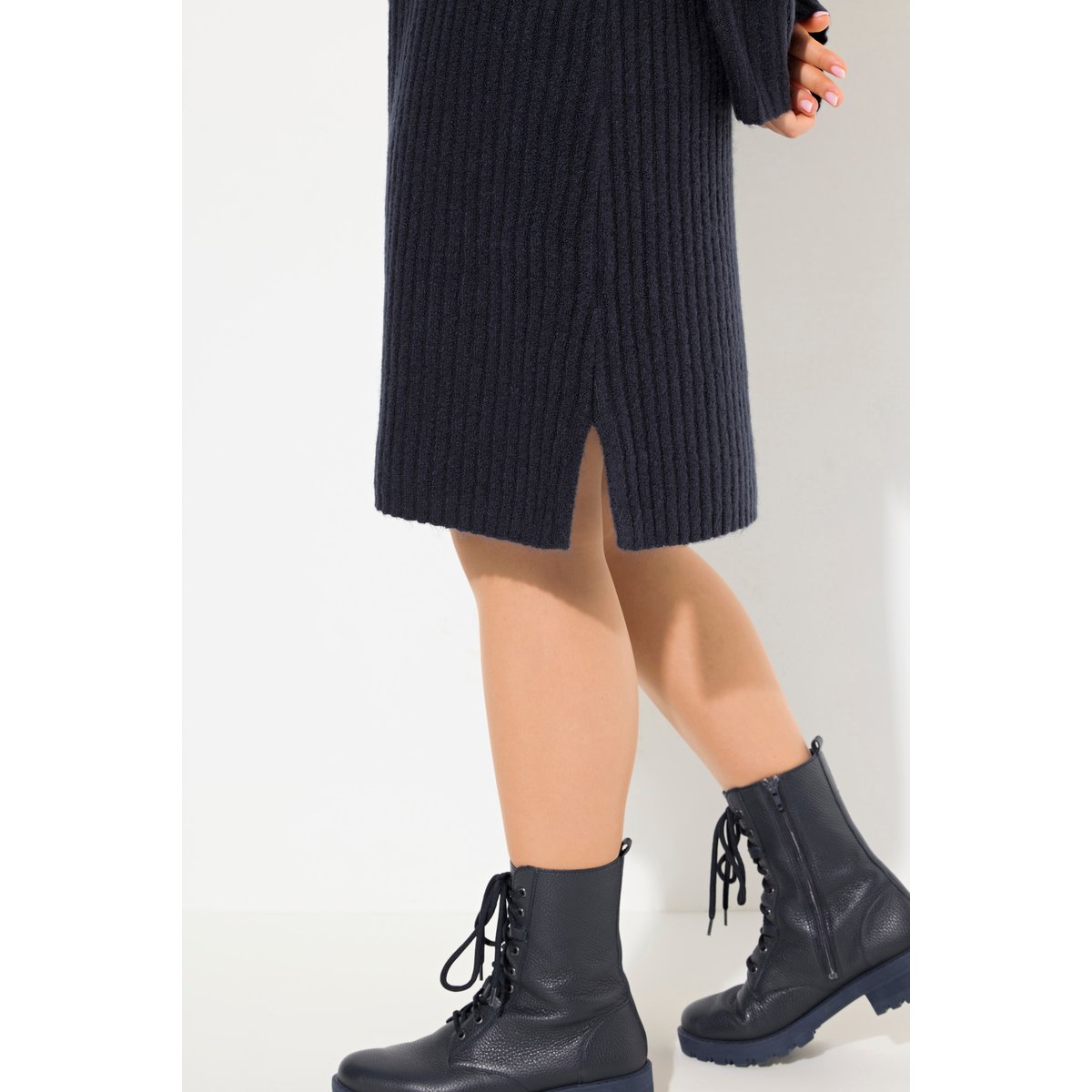 Robe en maille côtelée marine, ULLA POPKEN