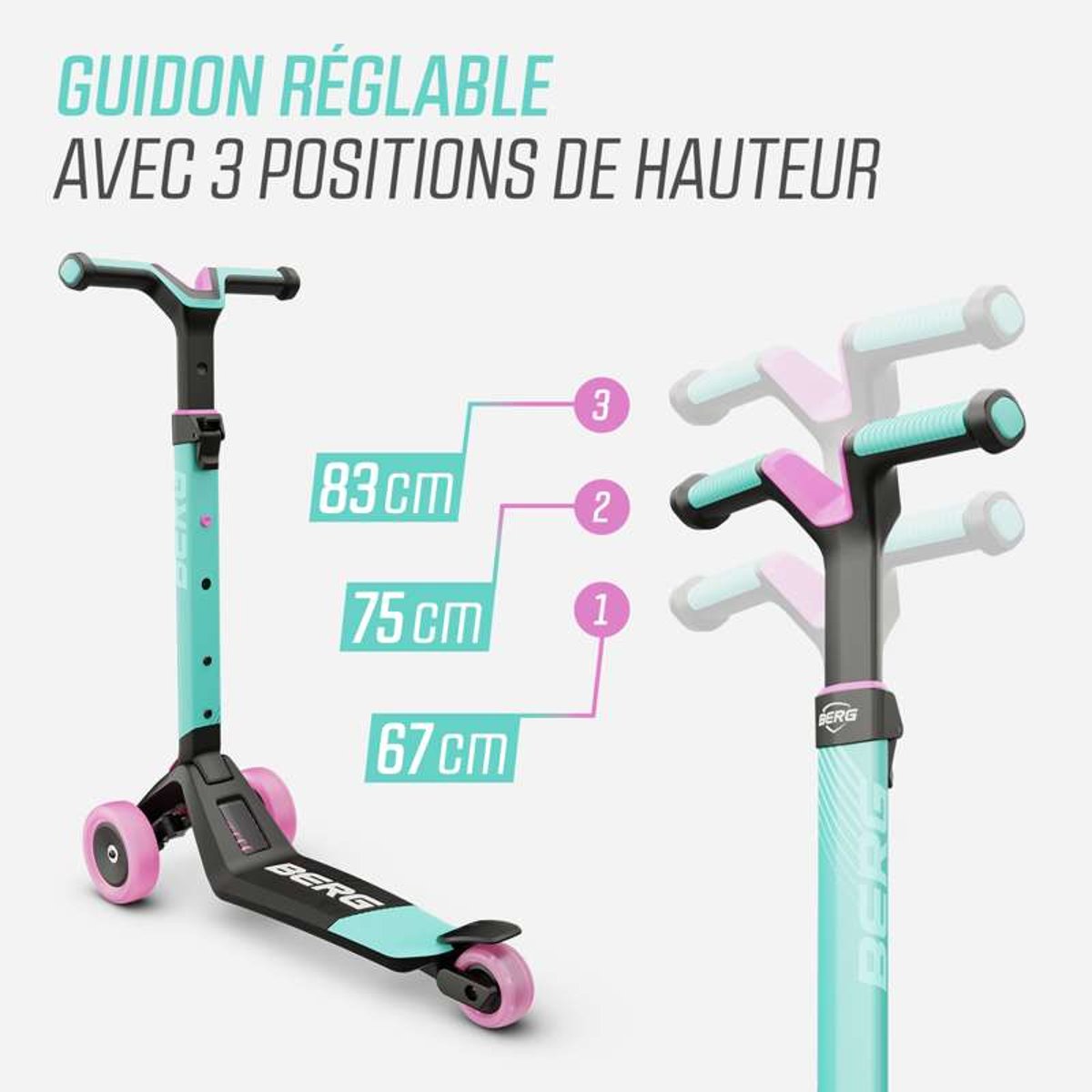 Trottinette pour Enfants, 2+ Ans, Pliable, Nexo Menthe mint, BERG TOYS