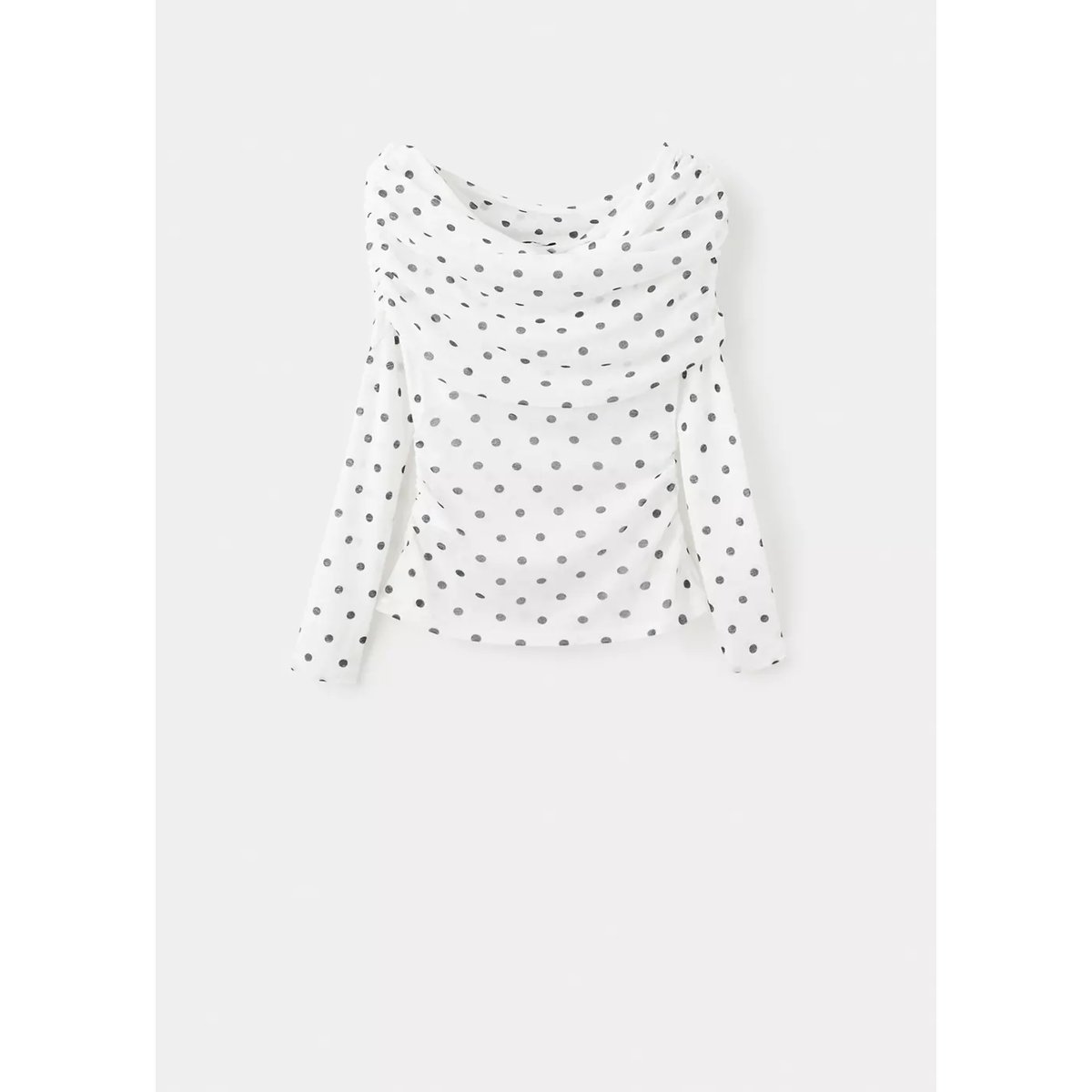T-shirt à pois bustier blanc, MANGO