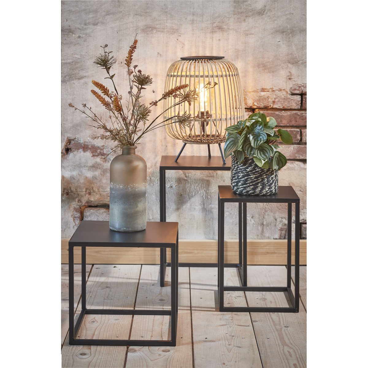 Lot de 2 tables d'appoint GOA noir, MICA DECORATIONS