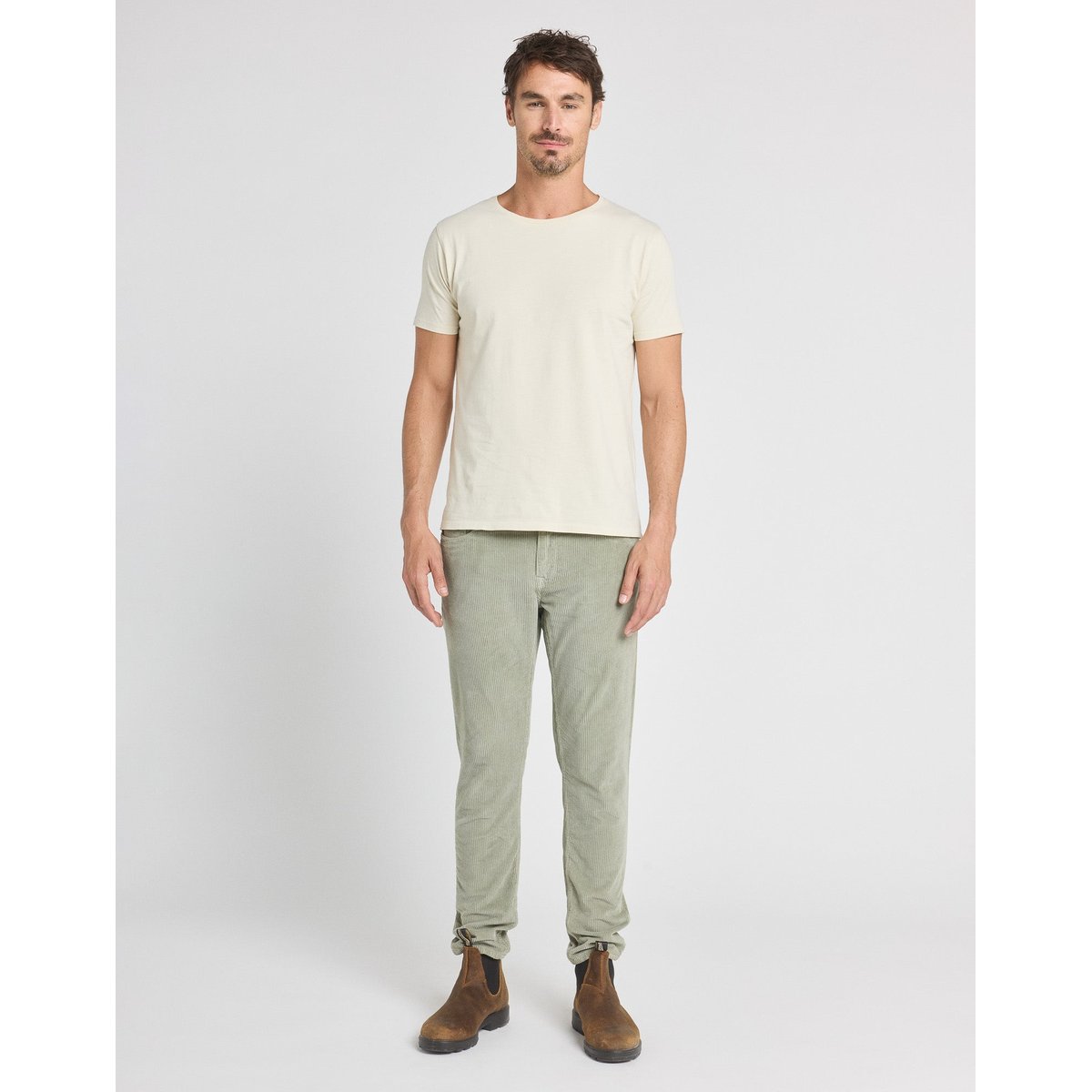 PANTALON REGULAR VELOURS CALIX vert pale, PULLIN
