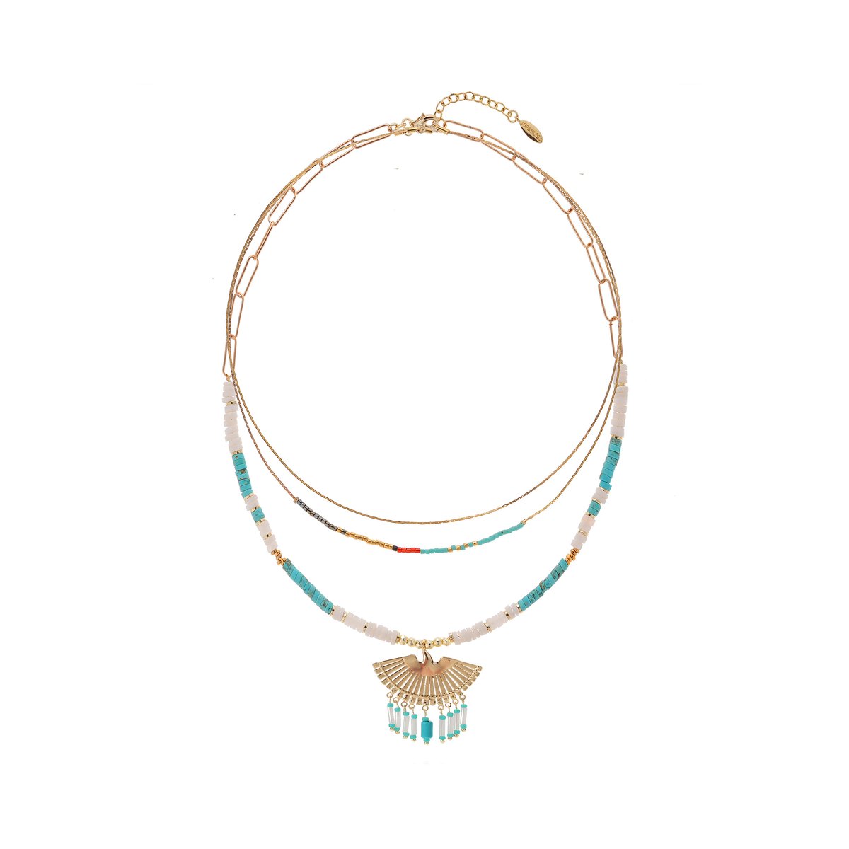 Collier rang multiples avec pendentif ALONI turquoise, HIPANEMA