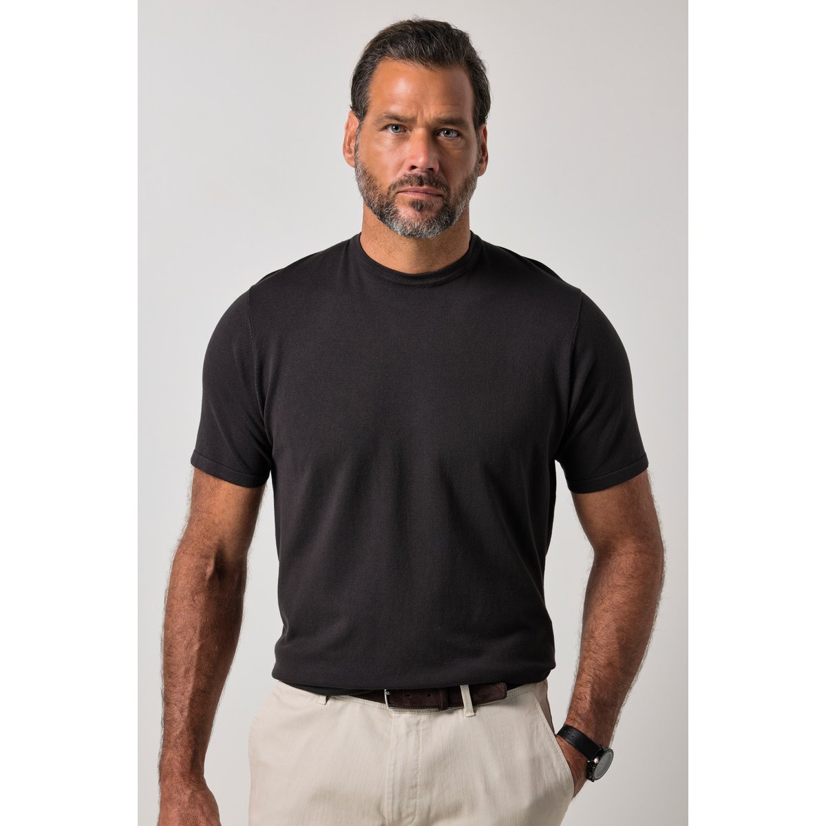 T-shirt FLEXNAMIC®, maille fine marron foncé, JP1880