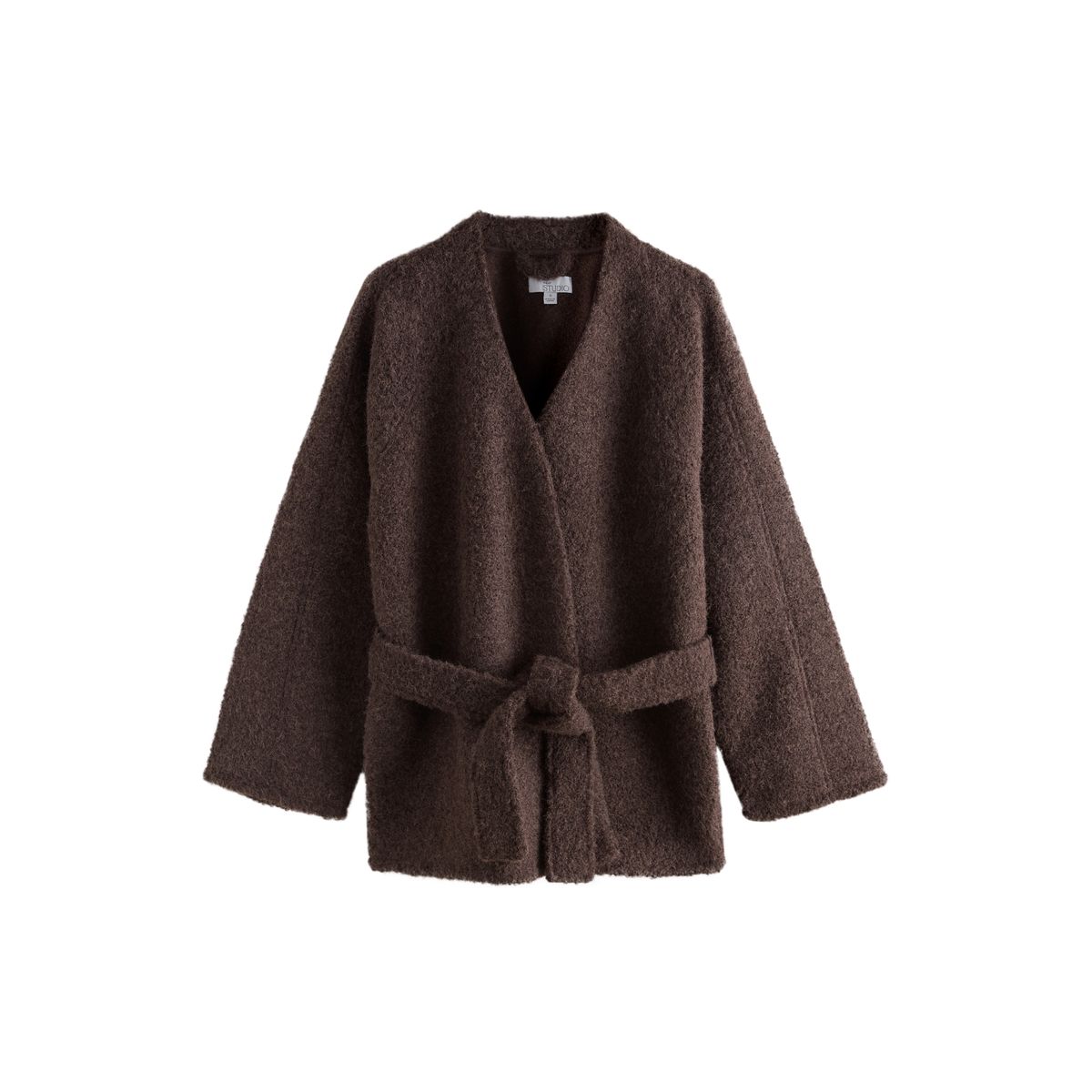 Cardigan d'intérieur cache-cœur effet brossé marron chocolat, NEXT