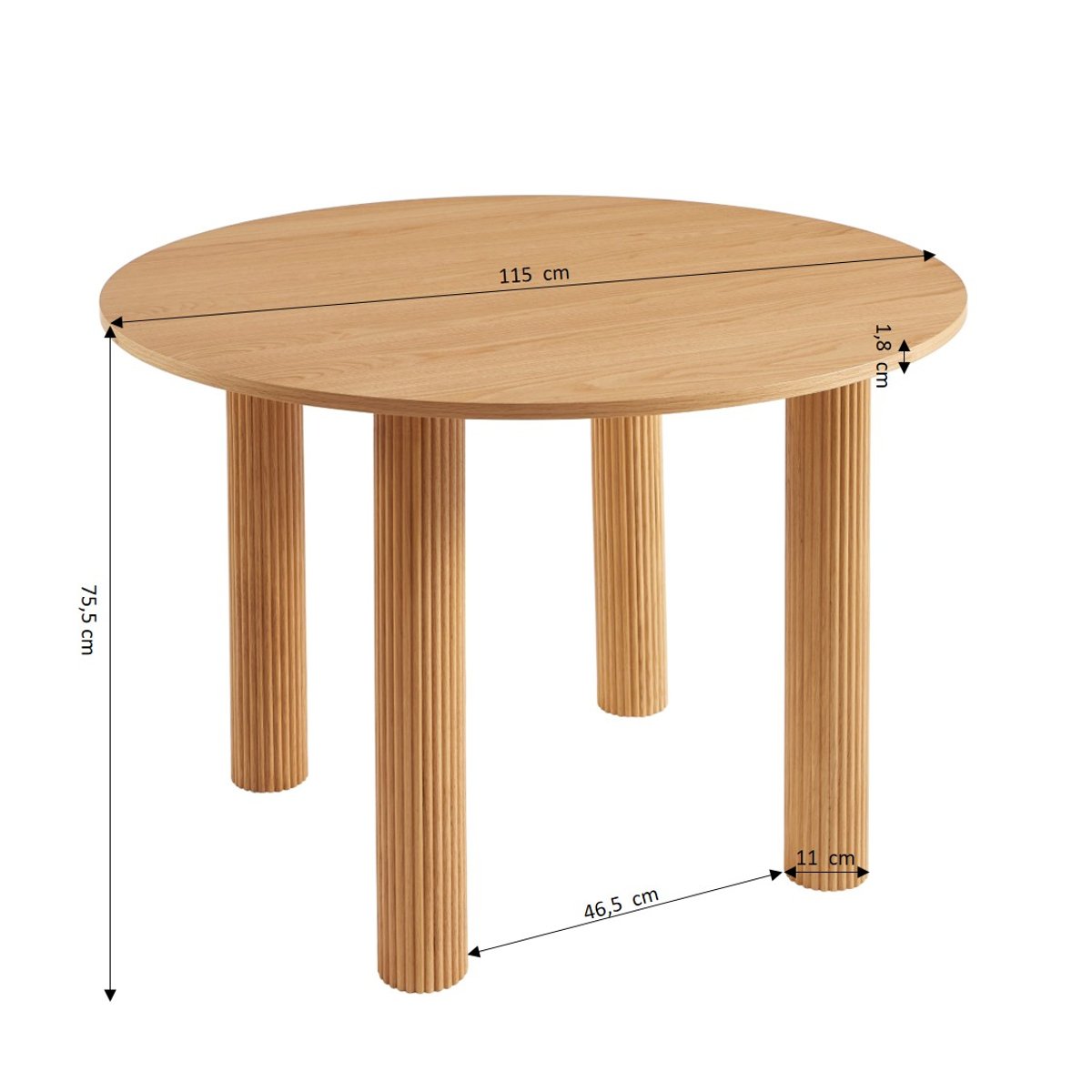 Table à manger ronde PENELOPE chêne clair, SORELH