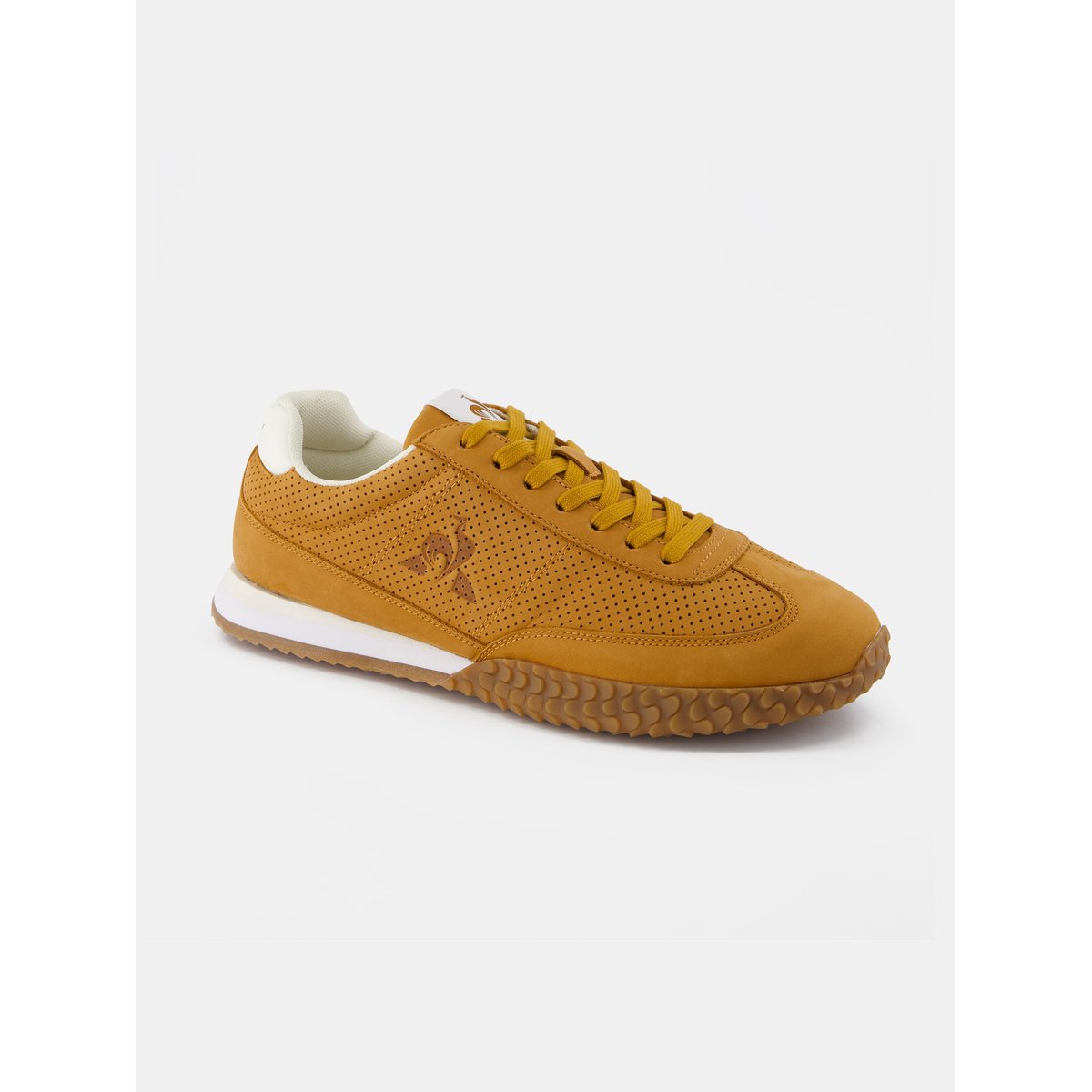 Sneakers rétro-running en nubuck et détails suede Veloce oak buff, LE COQ SPORTIF