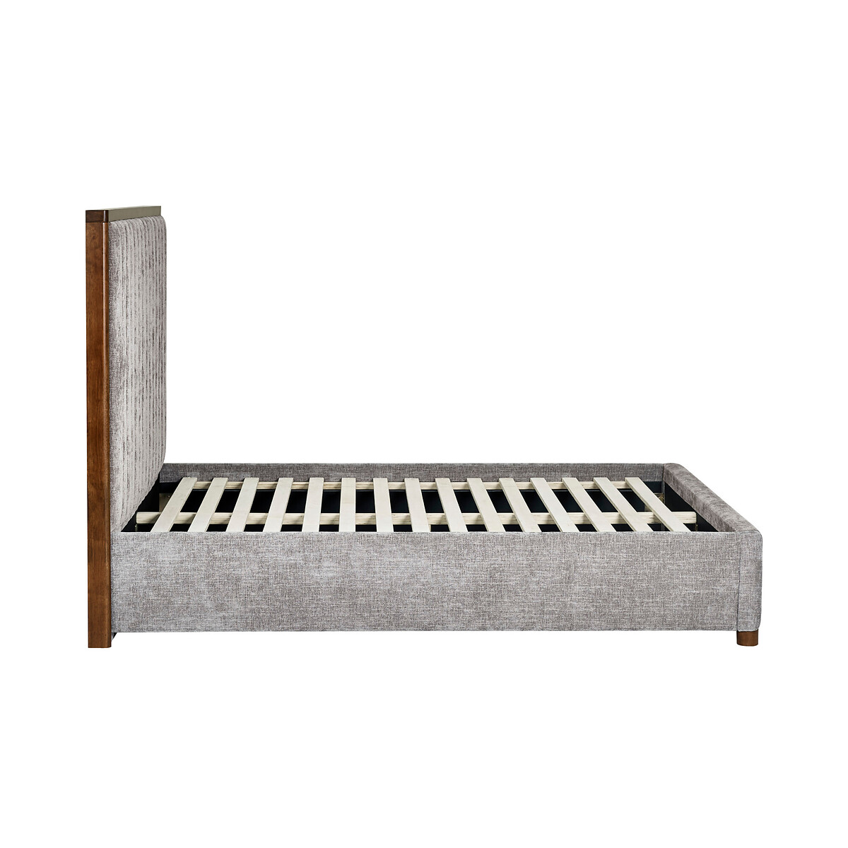 Windermere Chenille Panelled Headboard Bed grey/wood, SO'HOME