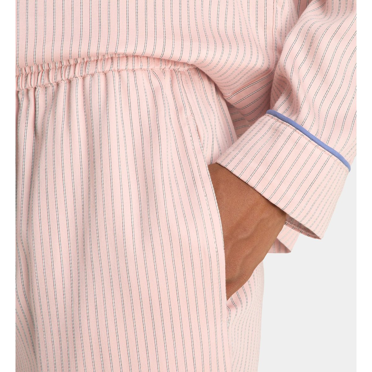 Pyjama zero à manches longues en coton à motif rayé rose, GALERIES LAFAYETTE