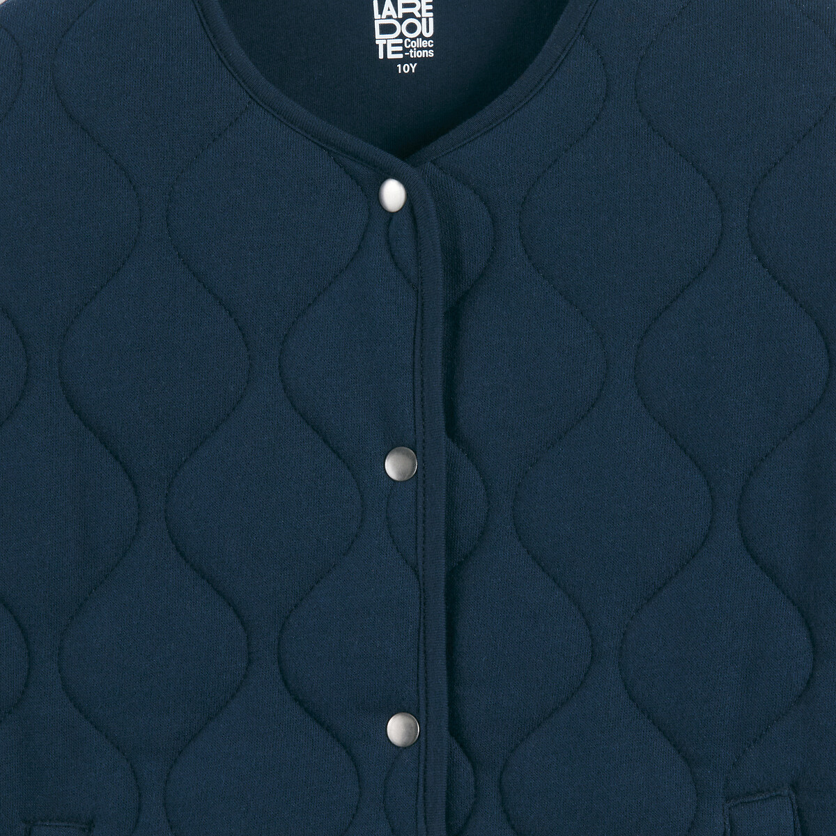 Quilted Sweatshirt with Press-Stud Fastening navy blue, LA REDOUTE COLLECTIONS