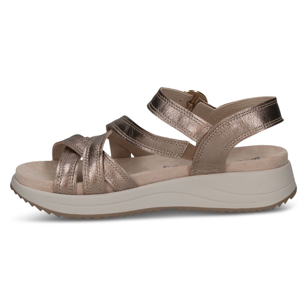 Sandale en cuir marron taupe, CAPRICE
