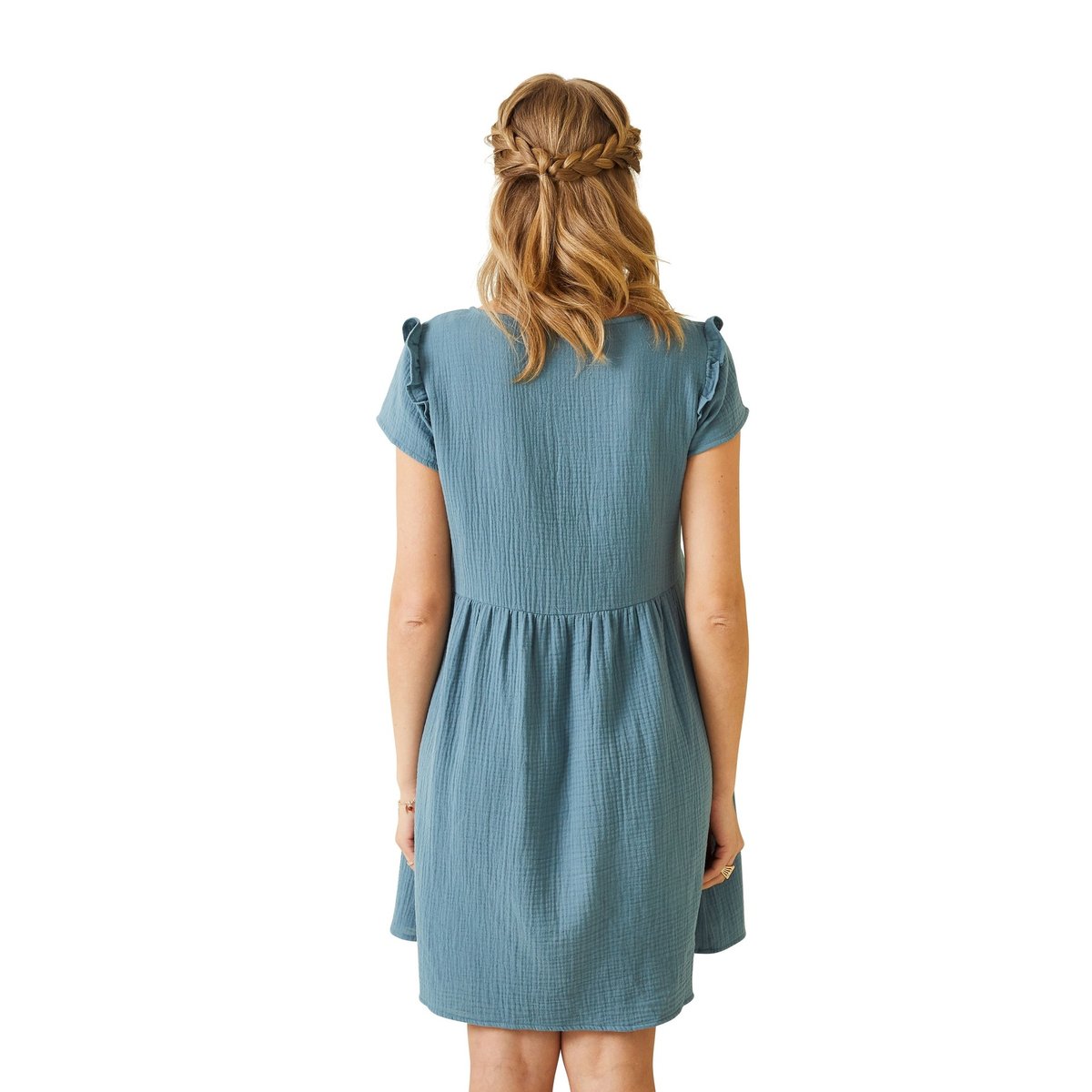 Robe de grossesse et d'allaitement gaze de coton sauge, VERTBAUDET