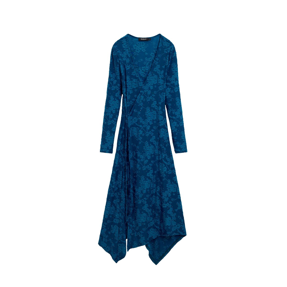 robe portefeuille à col en V vert, DESIGUAL